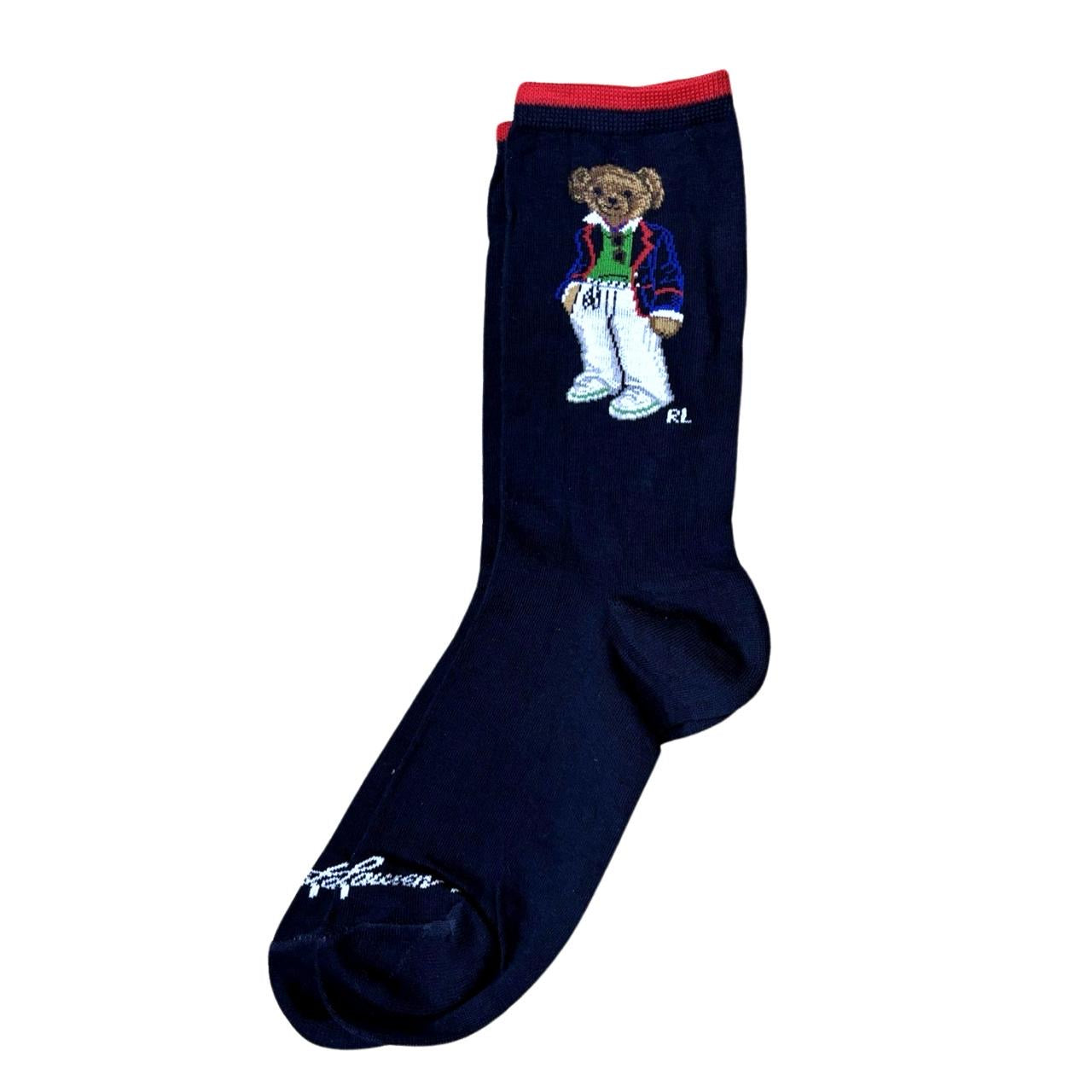 RL Navy Blue Crew Bear White Trousers Socks