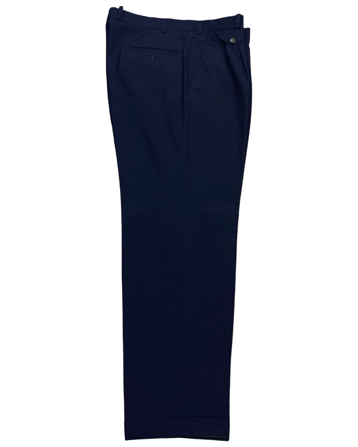 Bespoke Navy Blue Wool Pleated Trousers