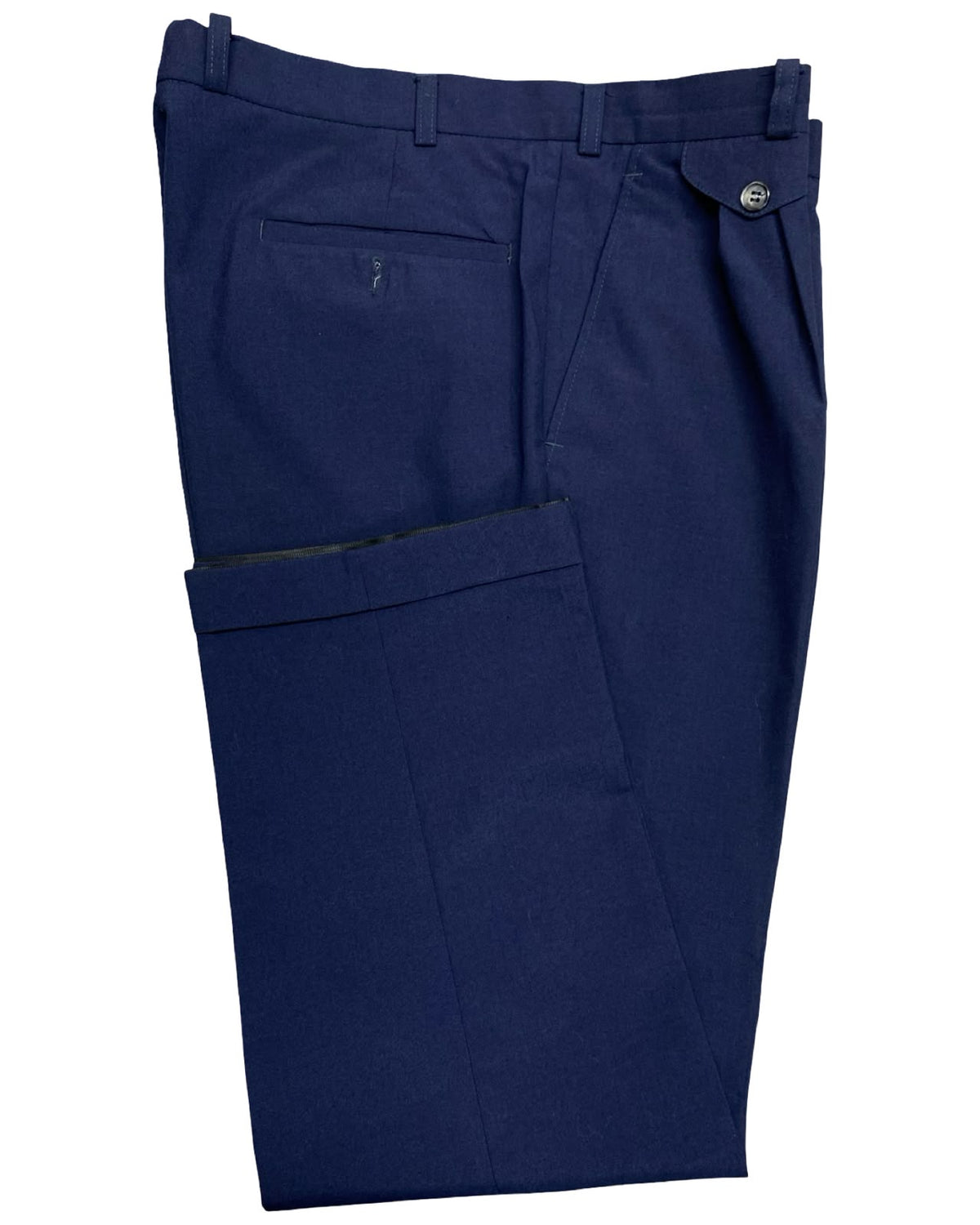 Bespoke Navy Blue Wool Pleated Trousers