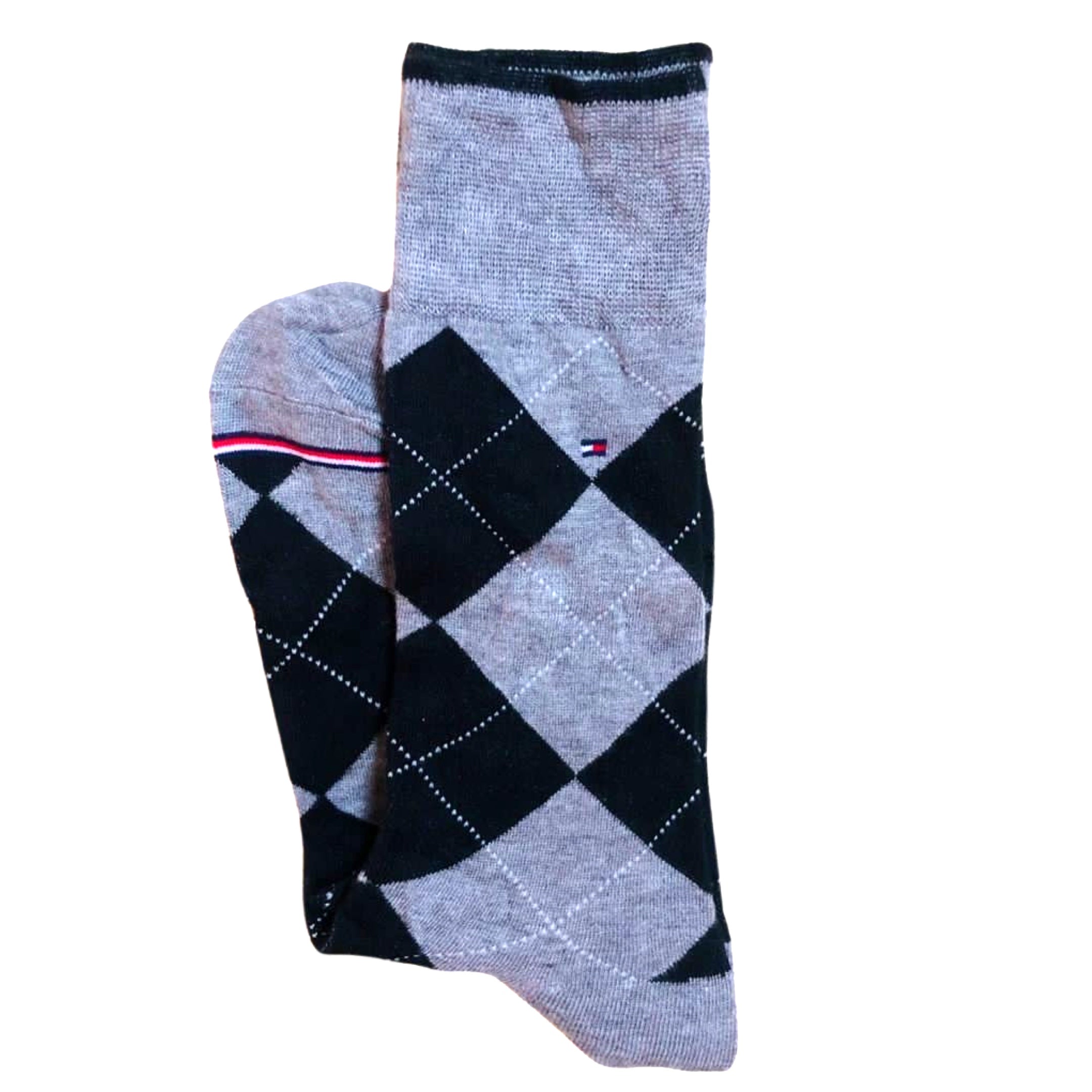 TH -Gray Black Check Pattern Socks