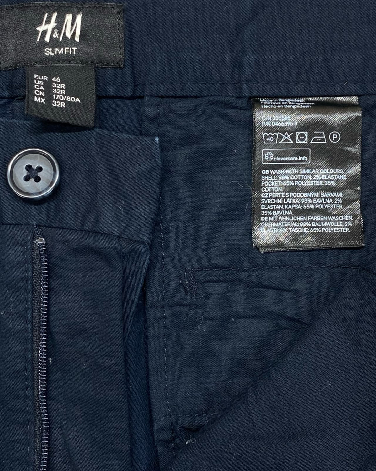 H&M Navy Blue Slim Fit Chinos