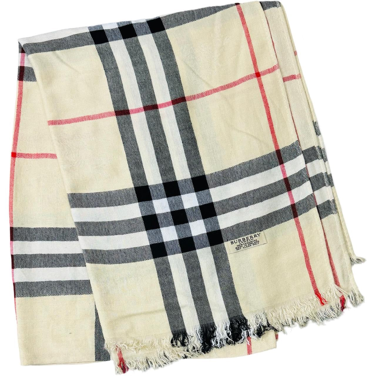 Burberry Off-White Nova Check Shawl - 100% Cashmere (0035)