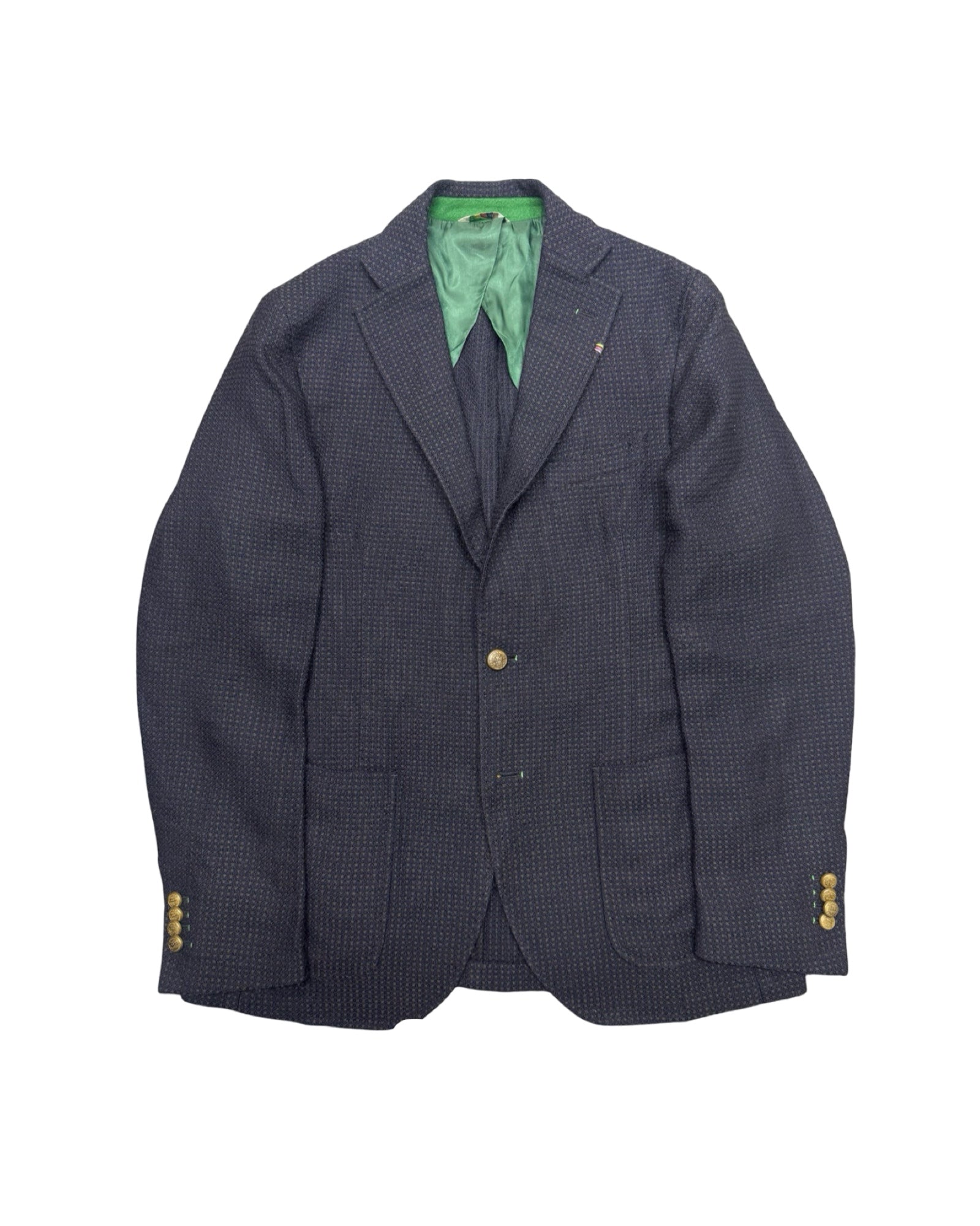 Manuel Ritz Blue/Brown Knitted Blazer | Size 48 (Small/Medium)