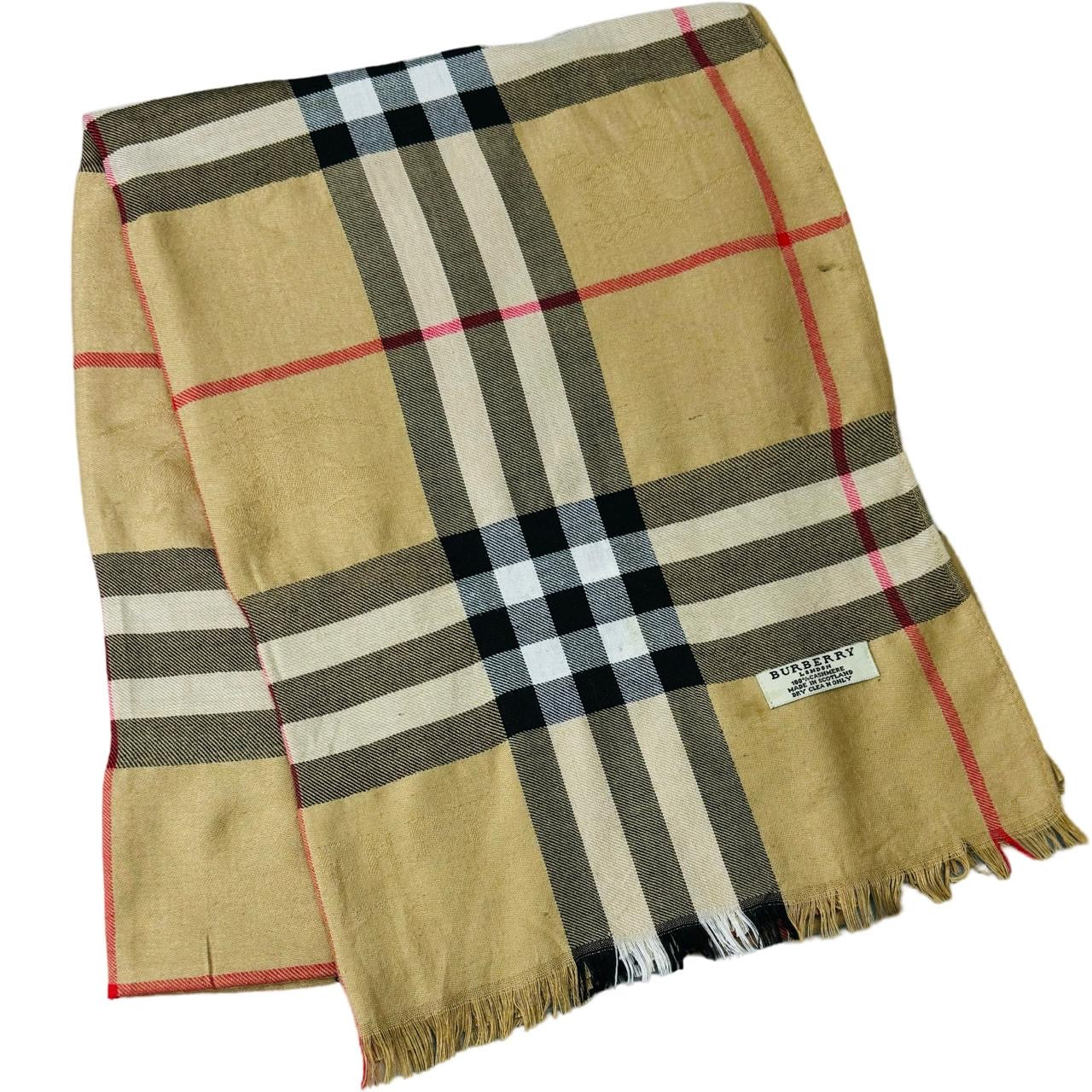 Burberry Khaki Nova Check Shawl - 100% Cashmere (0033)