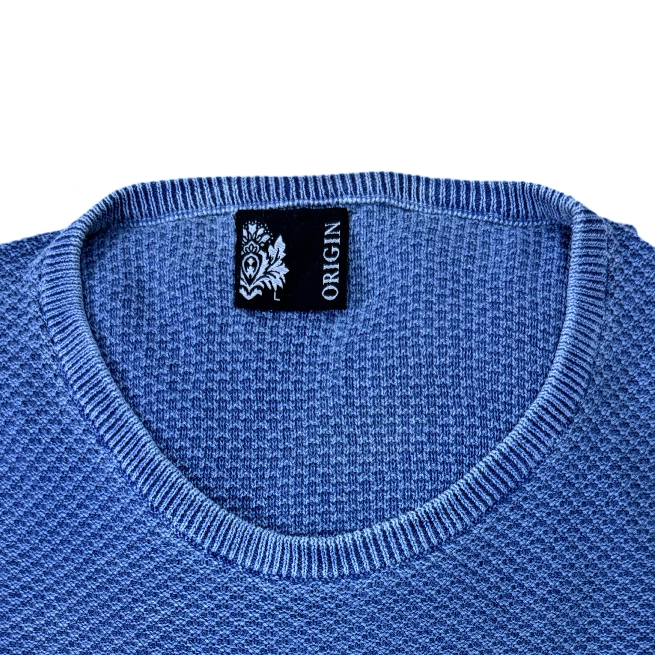 Origin Blue Distressed Knitted Texture | Large