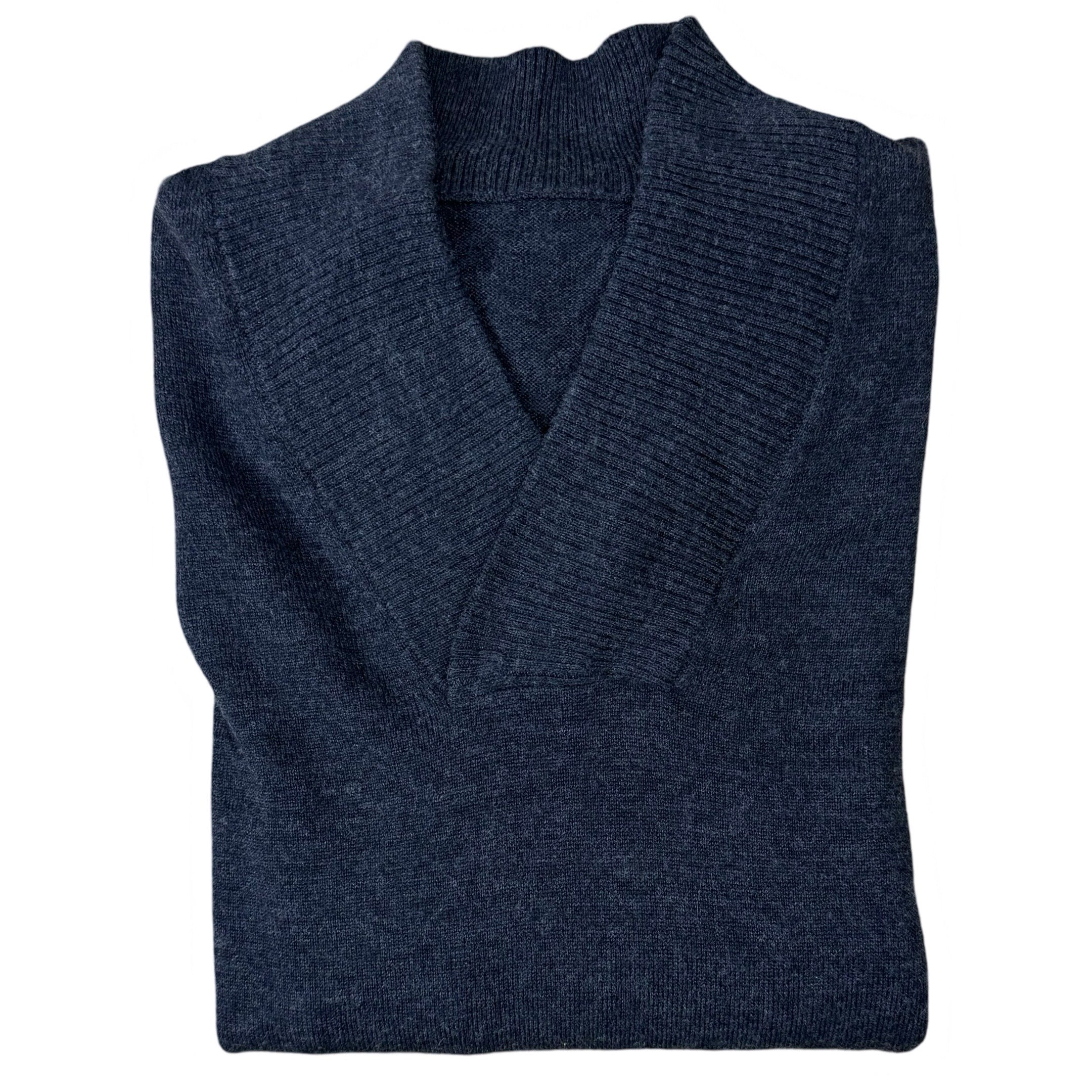 Shawl Collar Charcoal Merino Wool | Medium
