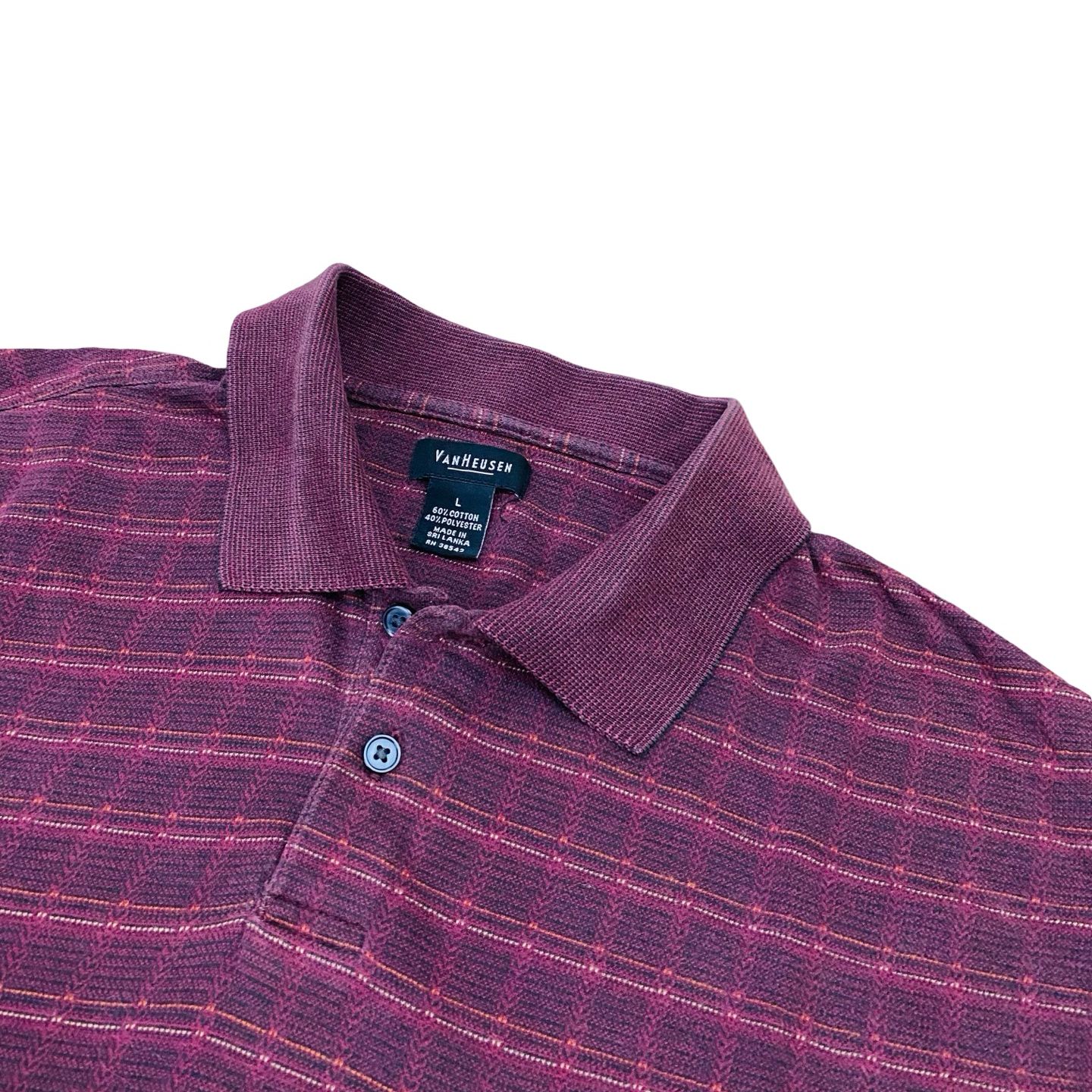 Van Heusen - Purple Checkered Winter Polo -Large [Chest 23”]