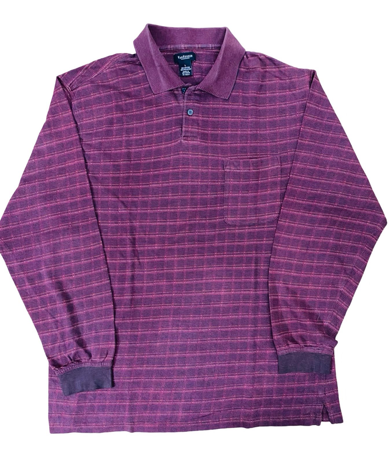 Van Heusen - Purple Checkered Winter Polo -Large [Chest 23”]