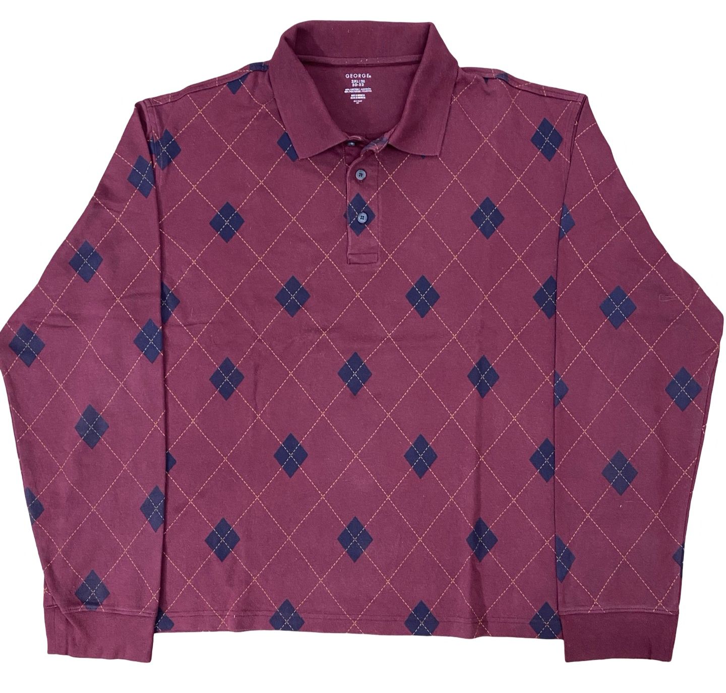 George - Maroon Checkered Winter Polo - XXL [Chest 28”]
