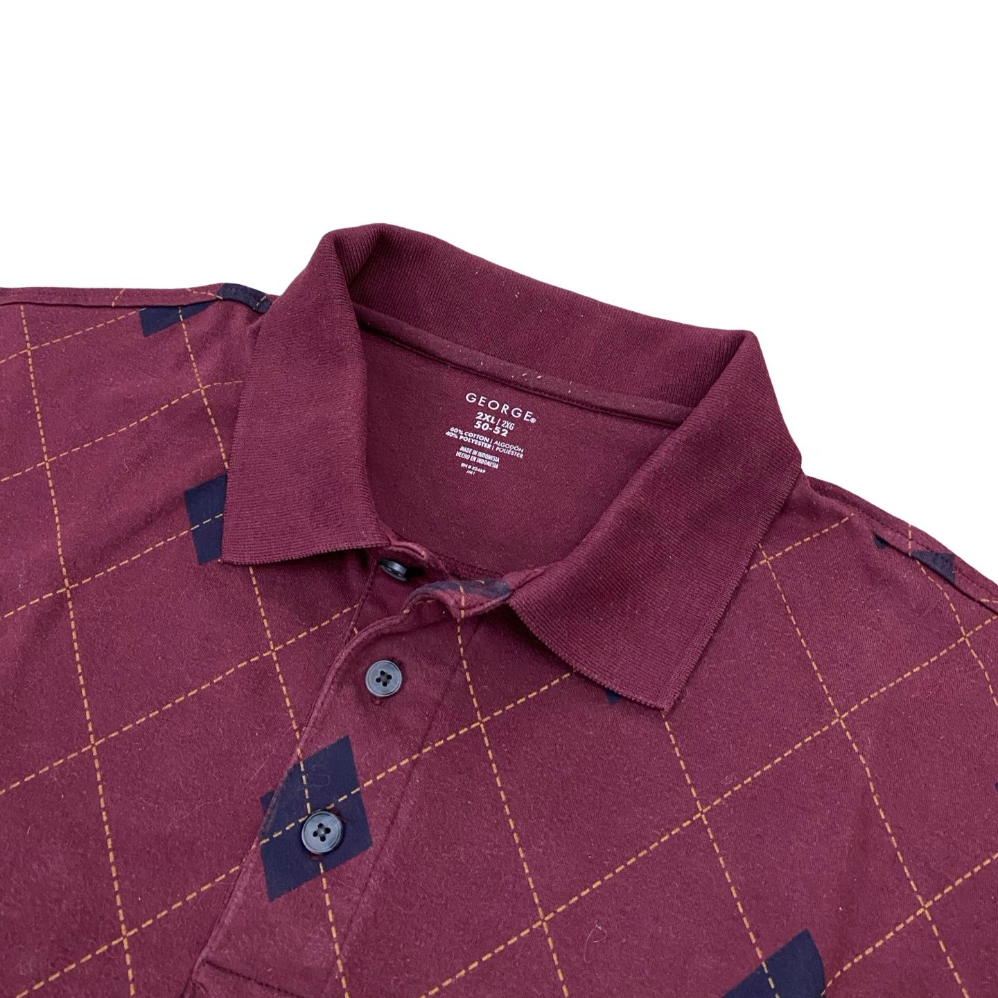 George - Maroon Checkered Winter Polo - XXL [Chest 28”]
