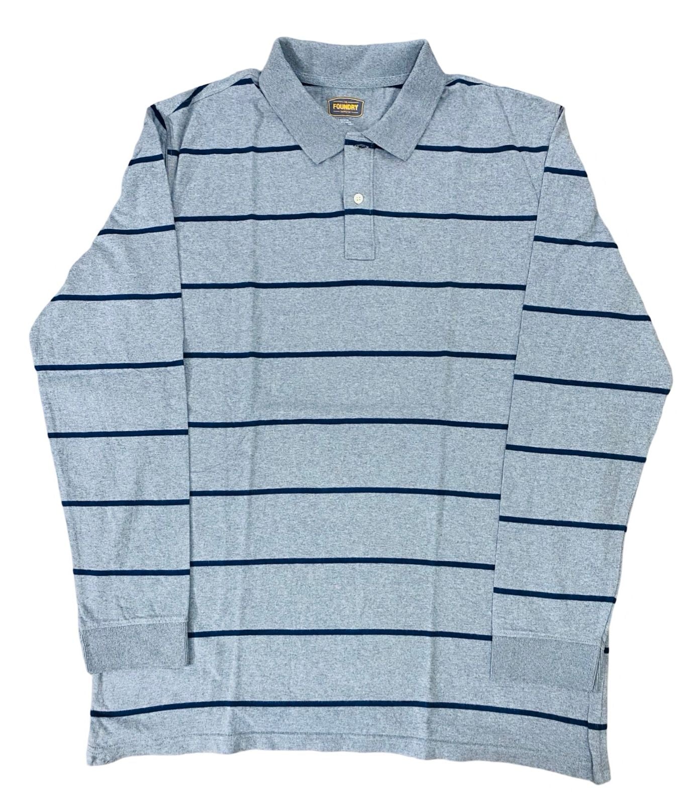 The Foundry - Grey Horizontal stripes Winter Polo- Large [Chest 25”]
