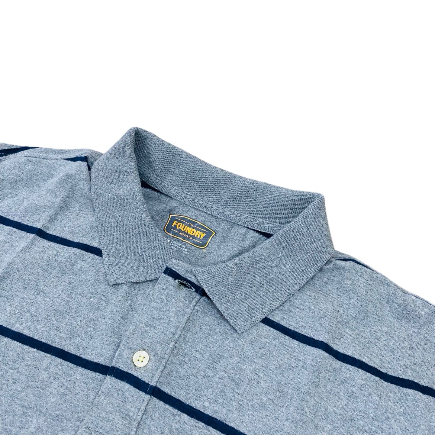 The Foundry - Grey Horizontal stripes Winter Polo- Large [Chest 25”]