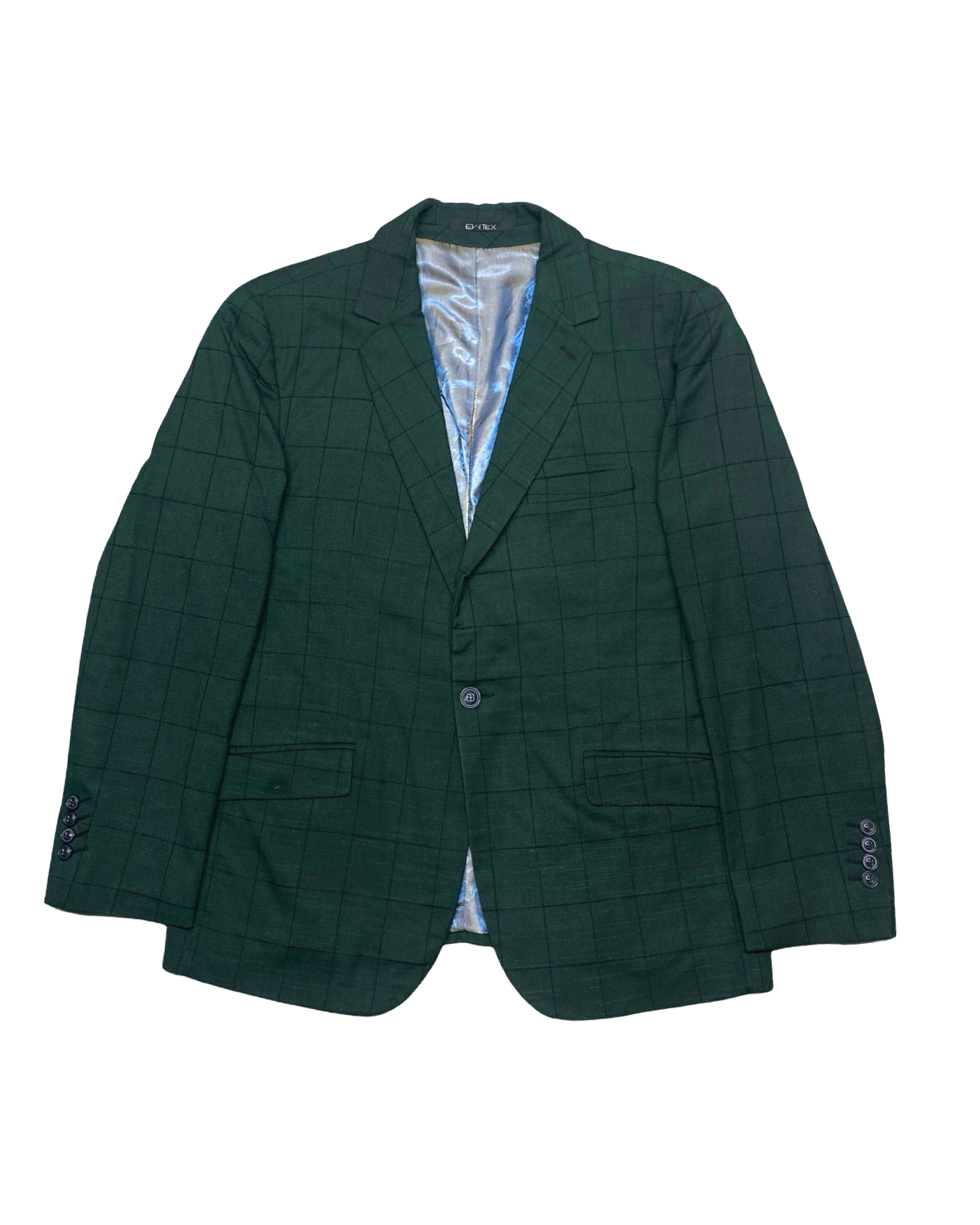 Ewtex Dark Green Windowpane Check Blazer | Size Medium | Chest 23”
