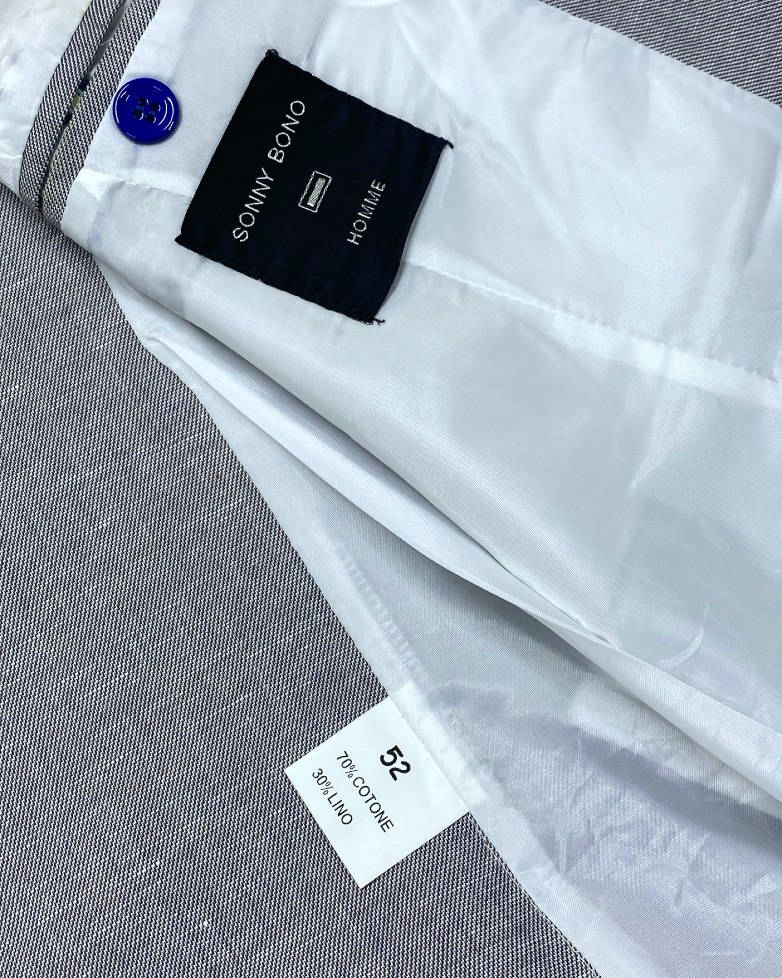 Sonny Bono Light Gray Cotton-Linen Blazer | Size 52 (Medium) | Chest 22”