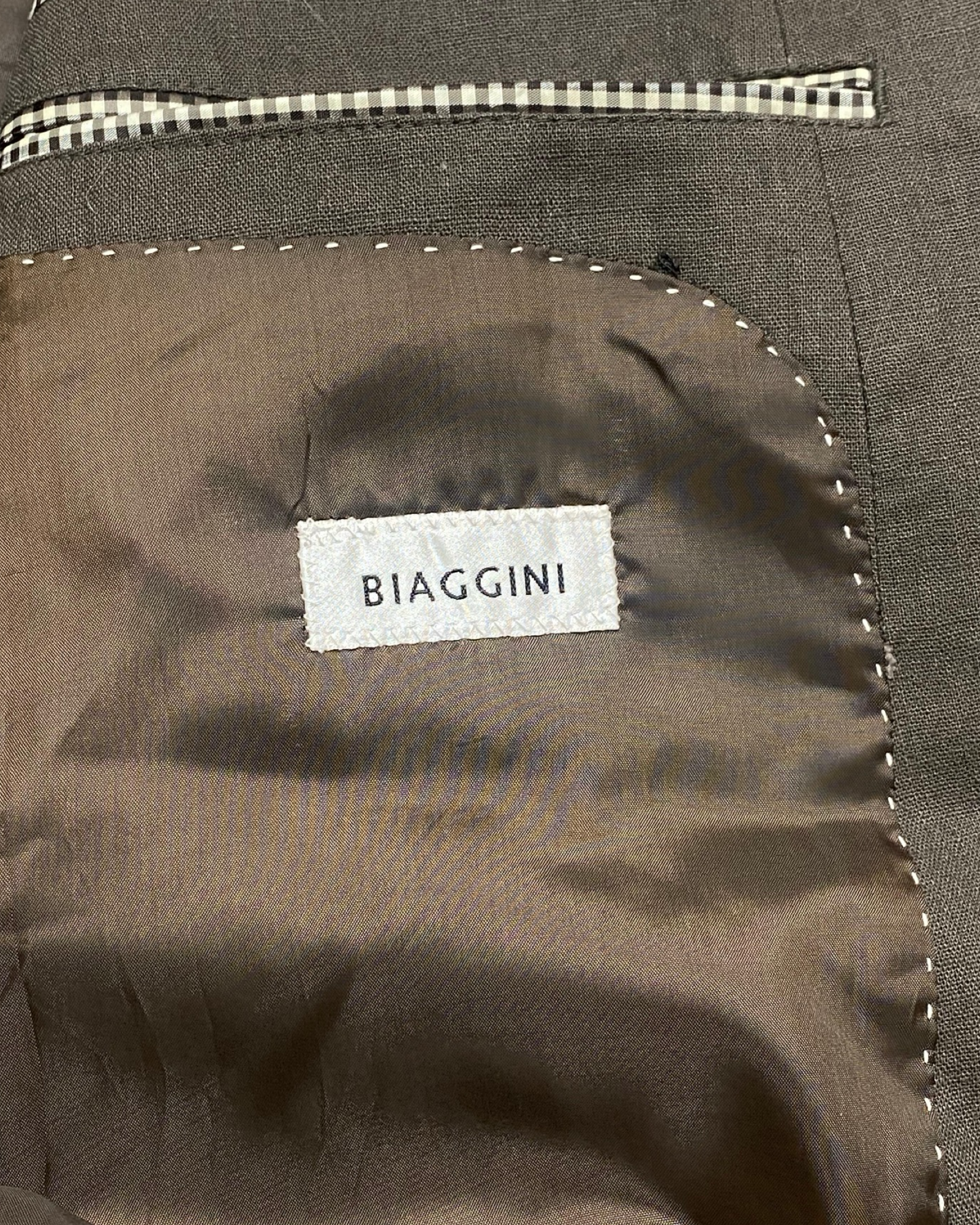 Biaggini Earthy Brown Linen Blazer | Size 54 | Large