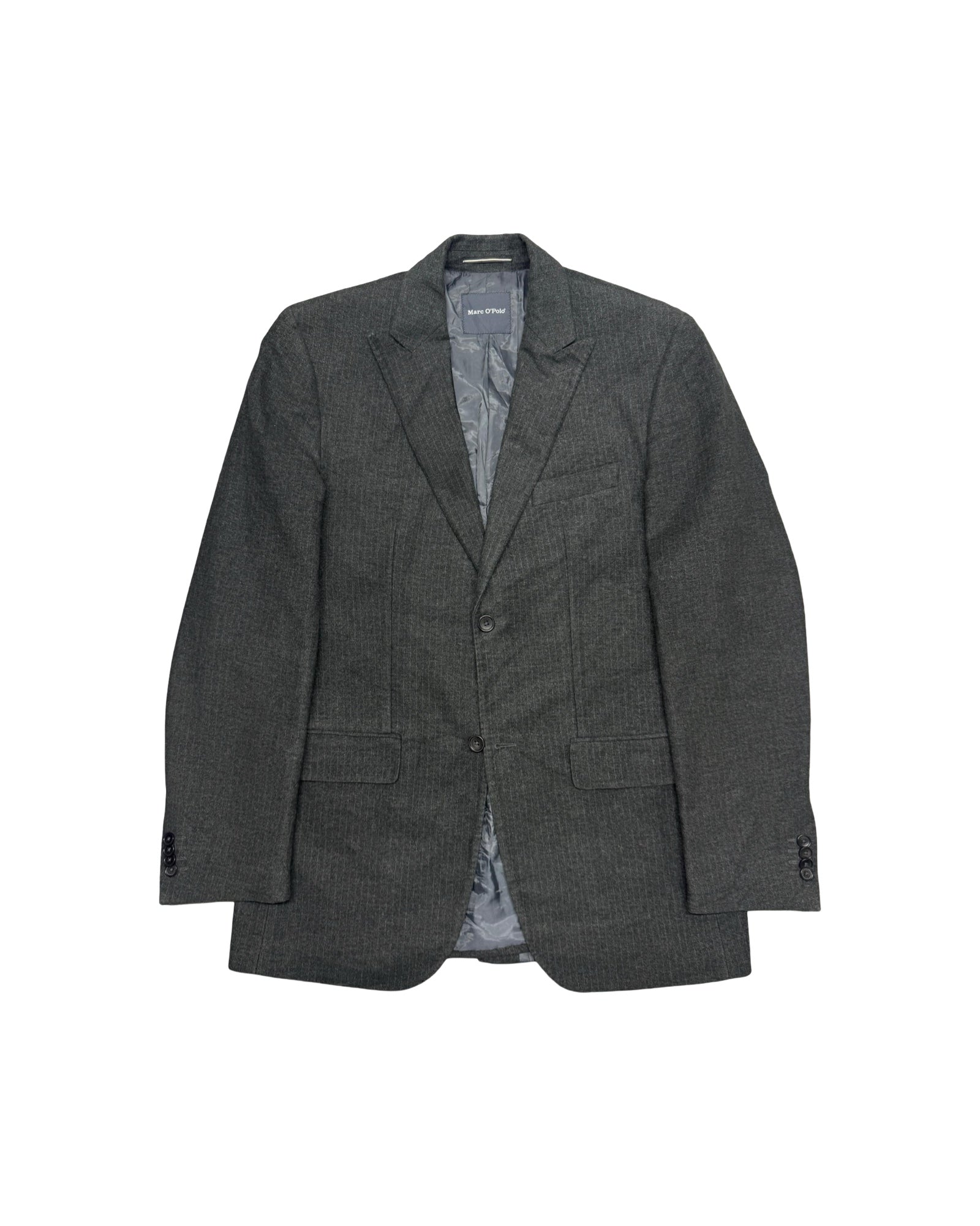 Marco Polo Grey Pinstripe Wool Blend Blazer | Size Medium/Large