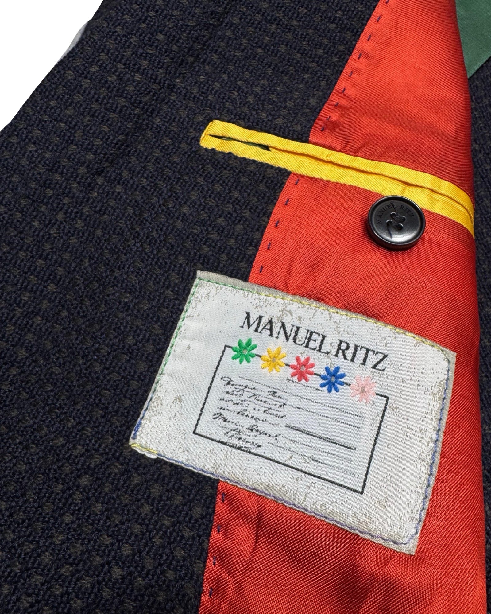 Manuel Ritz Blue/Brown Knitted Blazer | Size 48 (Small/Medium)