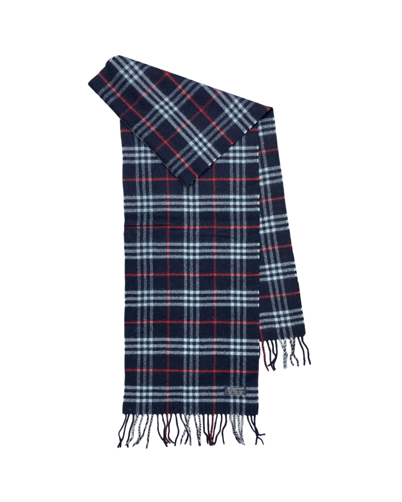 Burberry Vintage Navy Tartan Wool Scarf (0139) – 100% Pure Wool