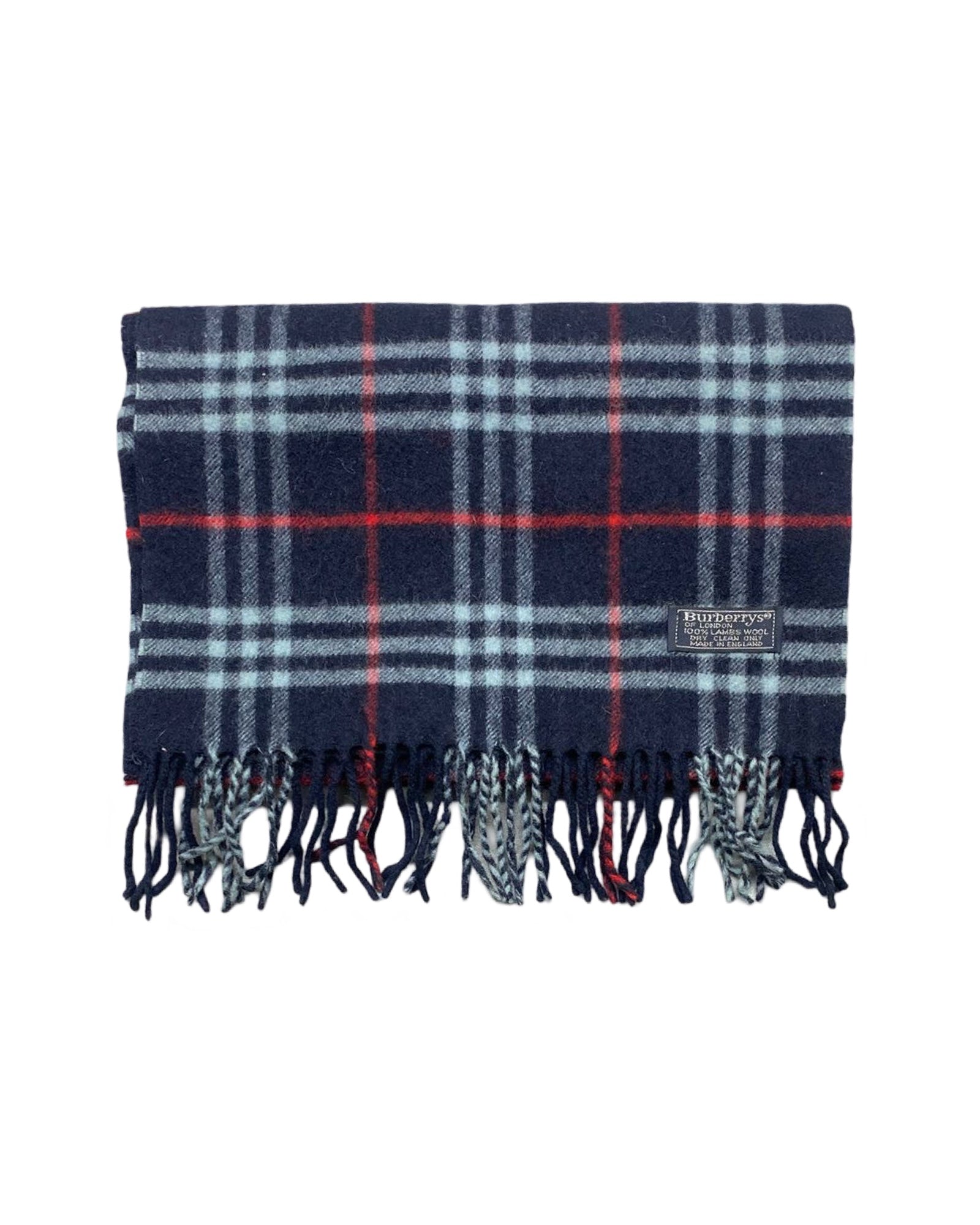 Burberry Vintage Navy Tartan Wool Scarf (0139) – 100% Pure Wool