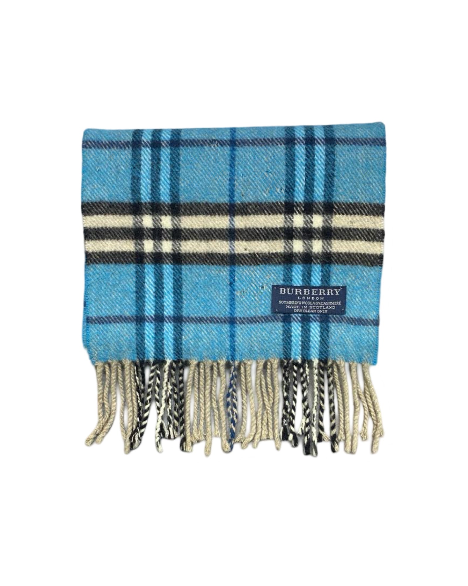Burberry Light Blue Nova Check Wool & Cashmere Blend Scarf (0079)