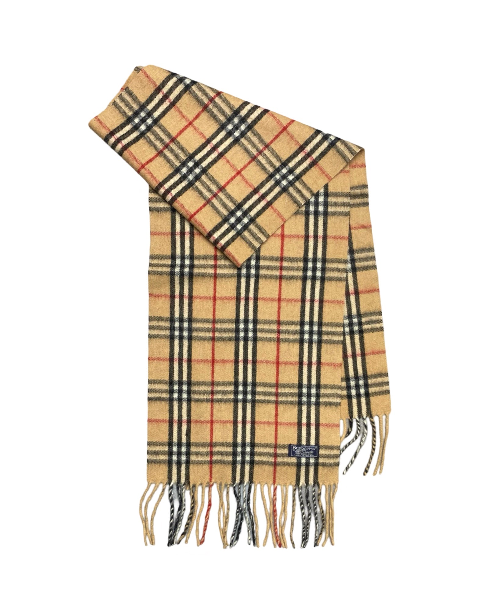 Burberry Vintage Camel Check 100% Cashmere Scarf (0081)