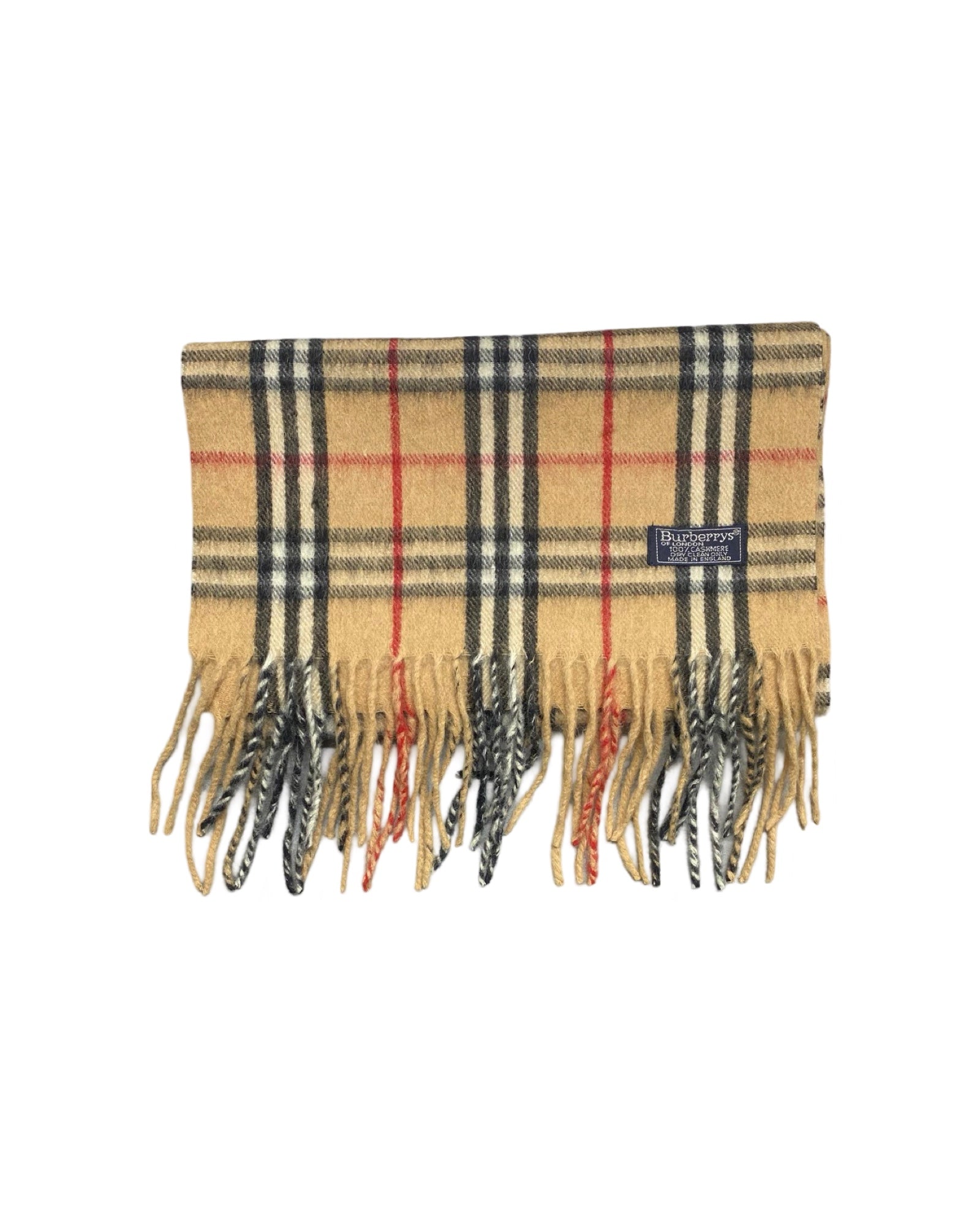Burberry Vintage Camel Check 100% Cashmere Scarf (0081)