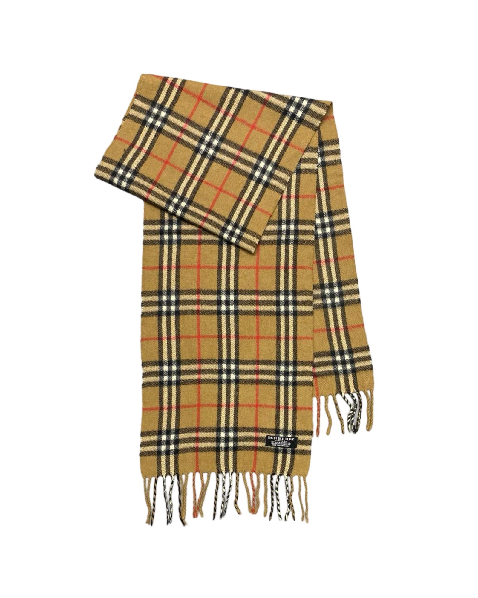 Burberry 100% Cashmere Camel Nova Check Scarf (0095)