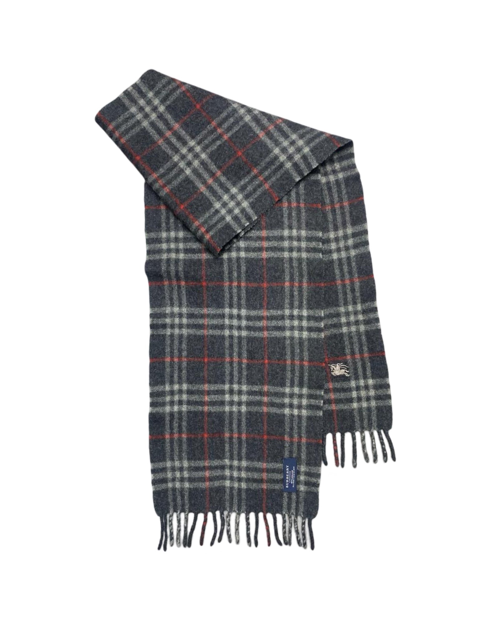 Burberry Grey Tartan Check Scarf (0104) – 100% Lambswool