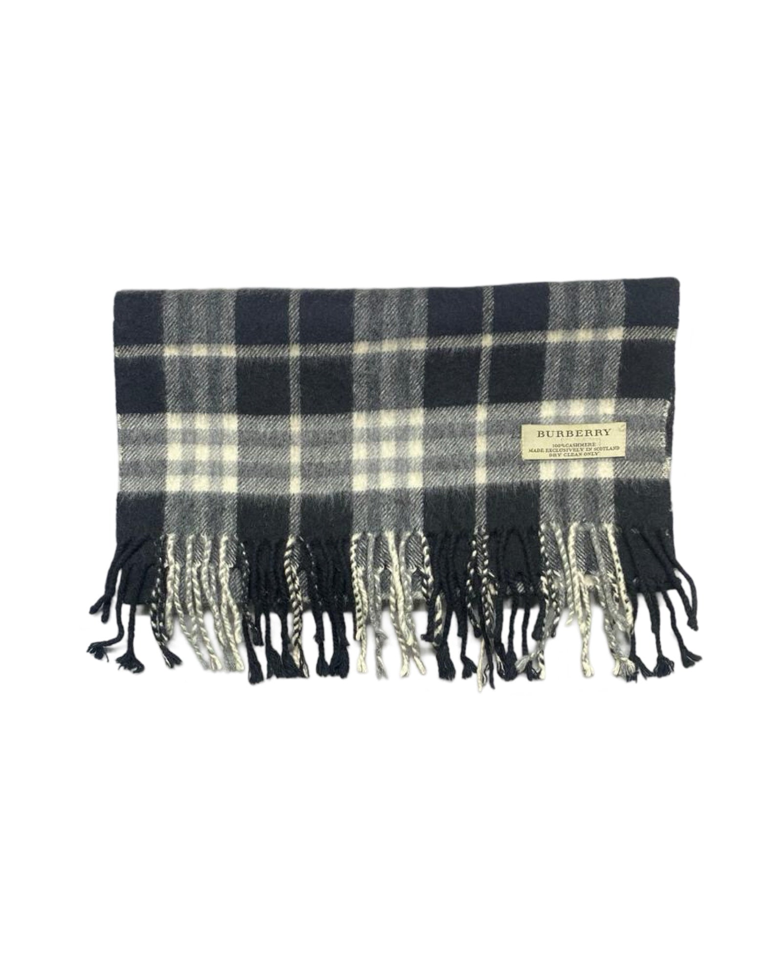Burberry Gray Tartan Check Scarf (0105) – 100% Cashmere