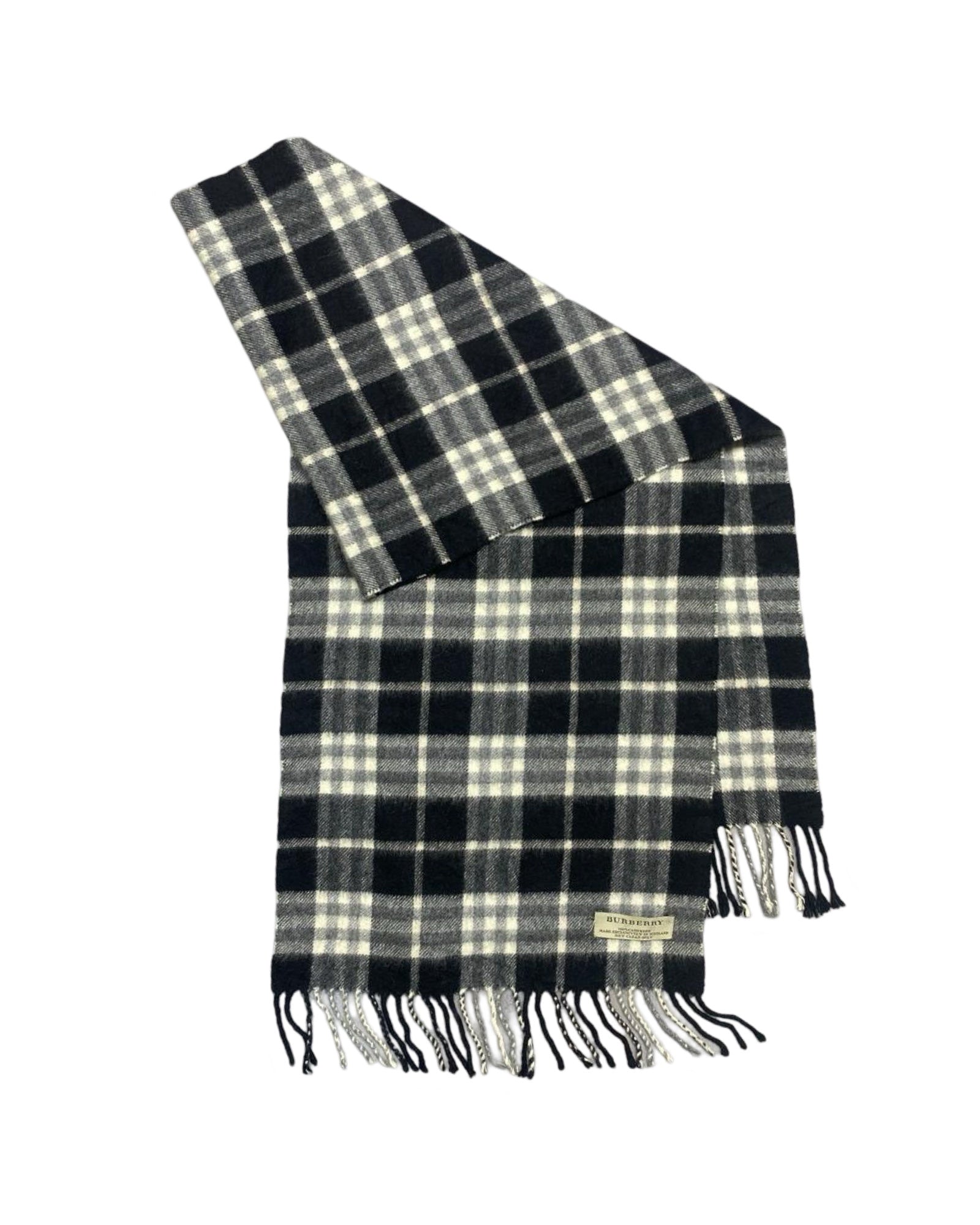 Burberry Gray Tartan Check Scarf (0105) – 100% Cashmere