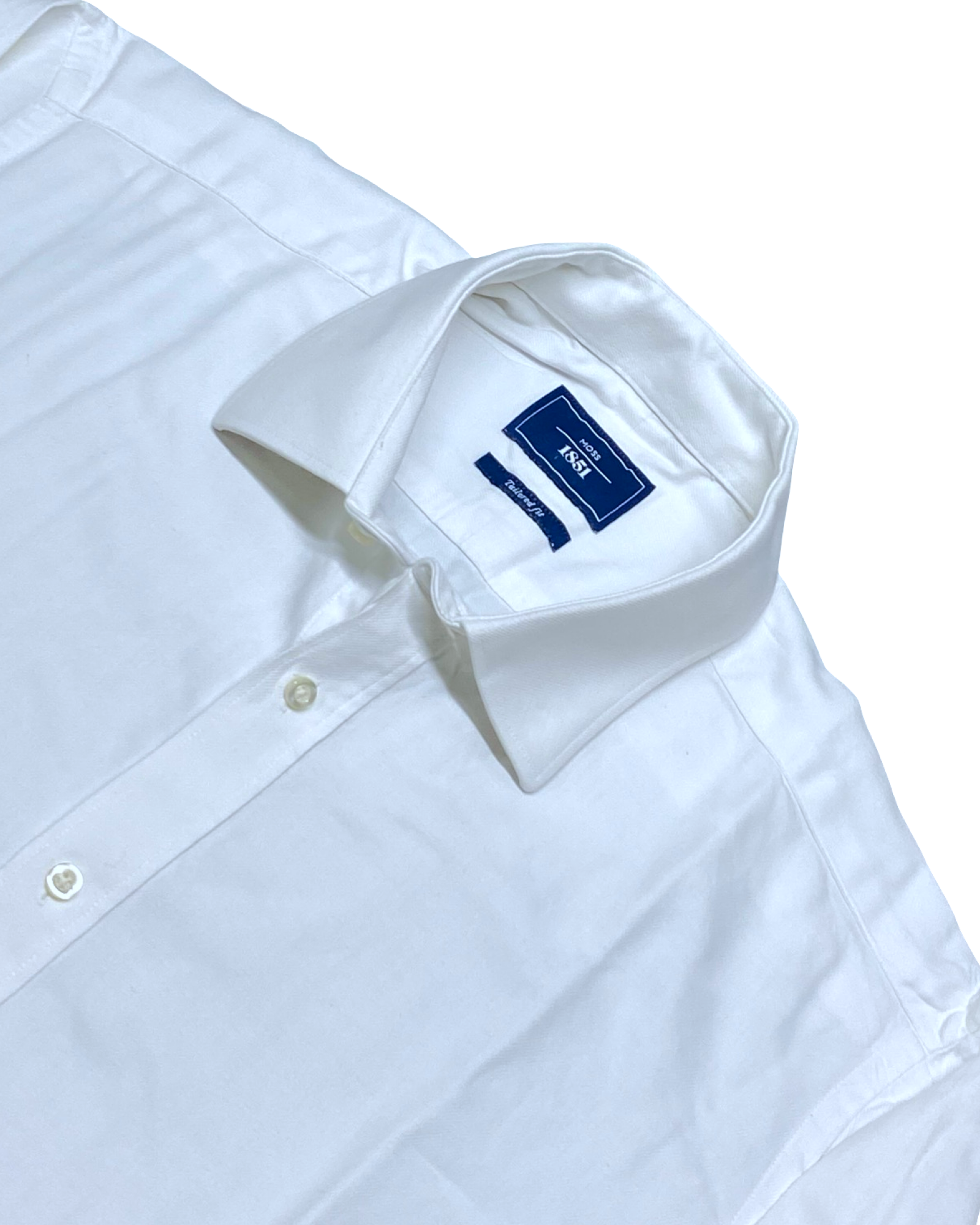 Moss 1851 White Tailored Fit Shirt | Chest 23” | Large
