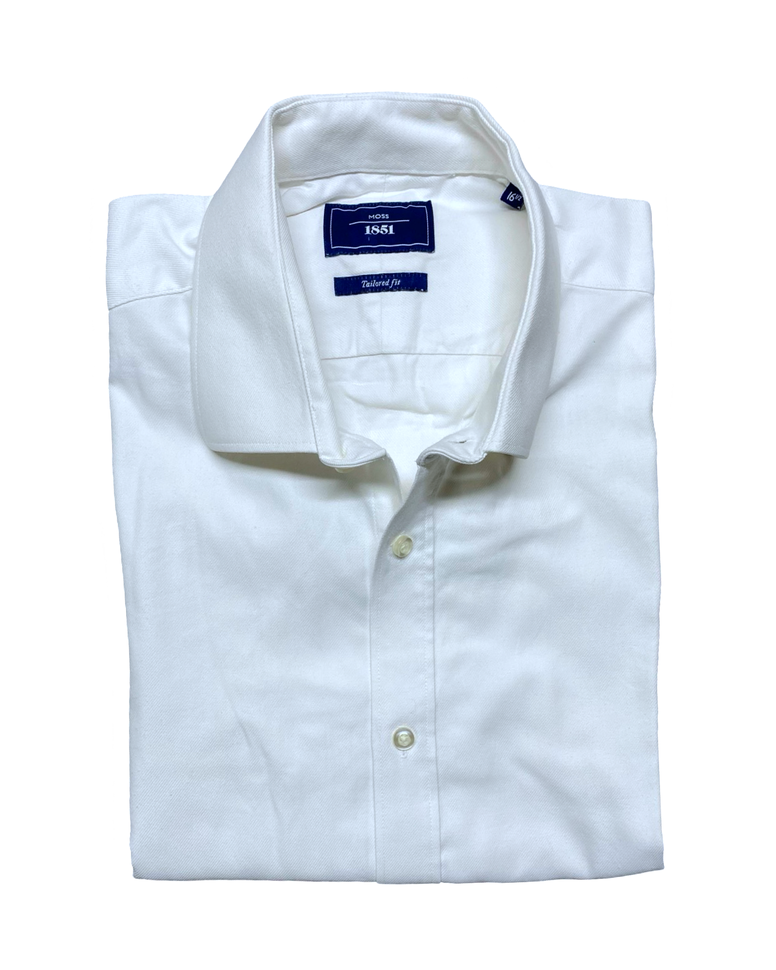Moss 1851 White Tailored Fit Shirt | Chest 23” | Large