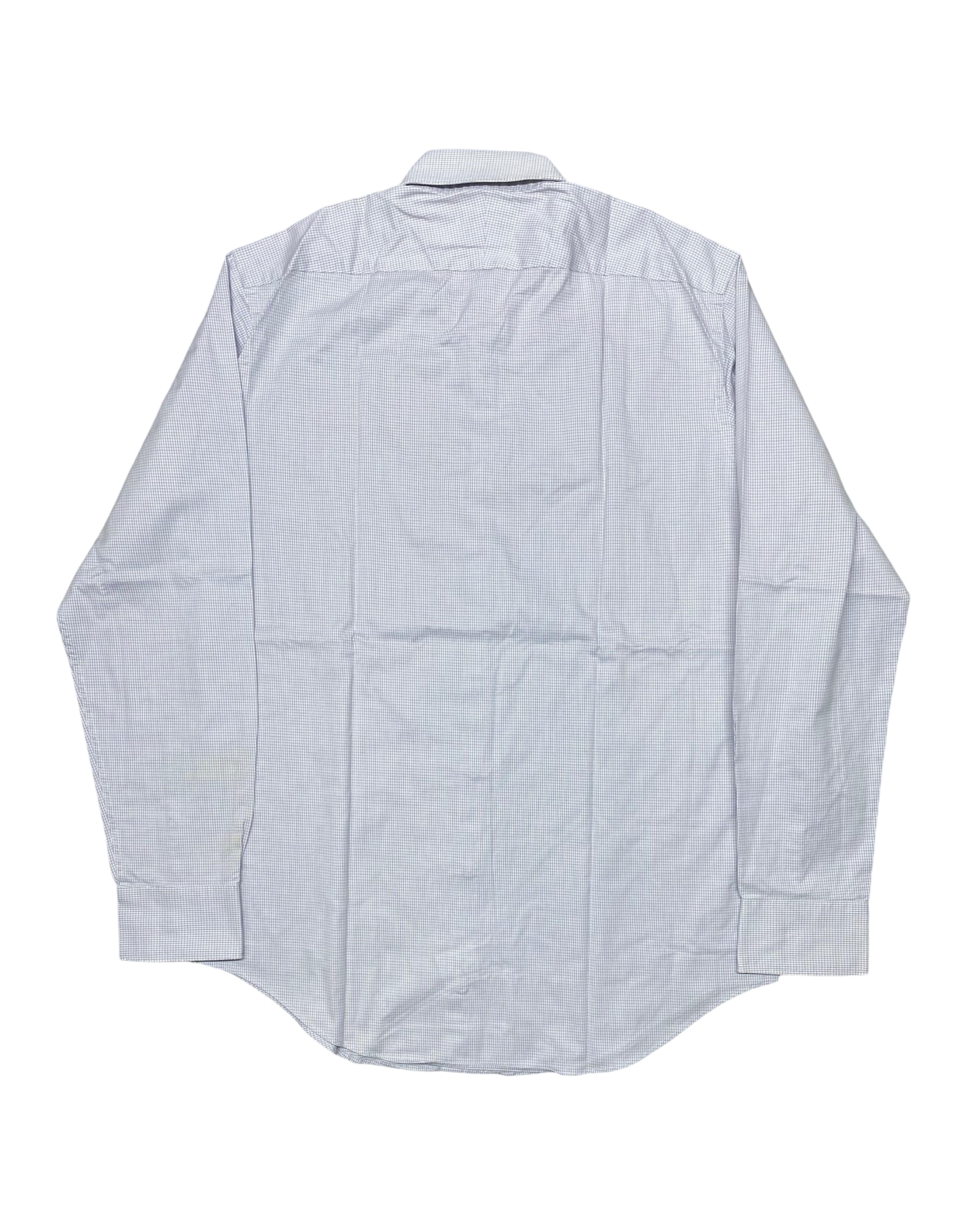 T.M. Lewin Light Blue Micro-Check Long-Sleeve Dress Shirt | Chest 23” | Large