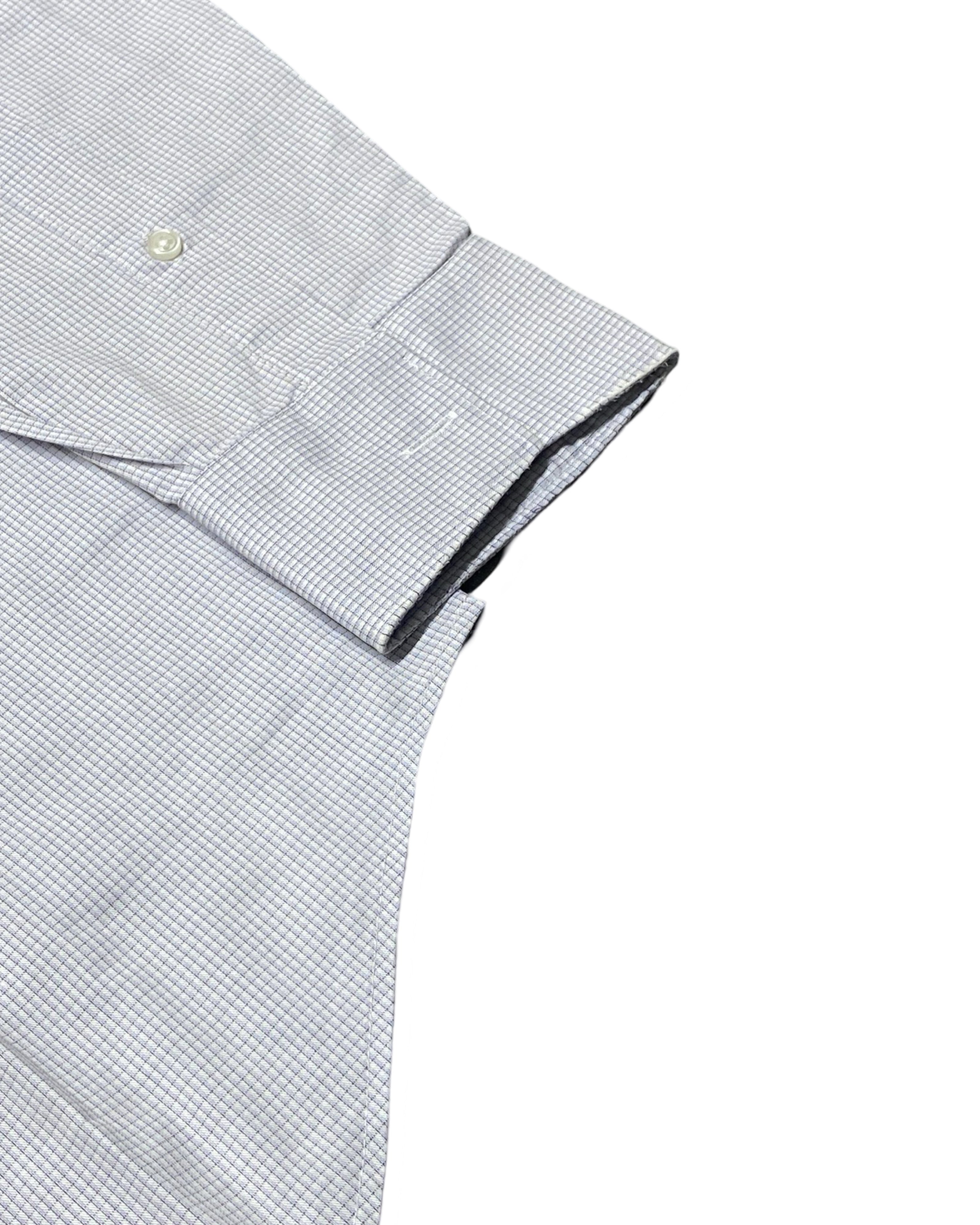 T.M. Lewin Light Blue Micro-Check Long-Sleeve Dress Shirt | Chest 23” | Large