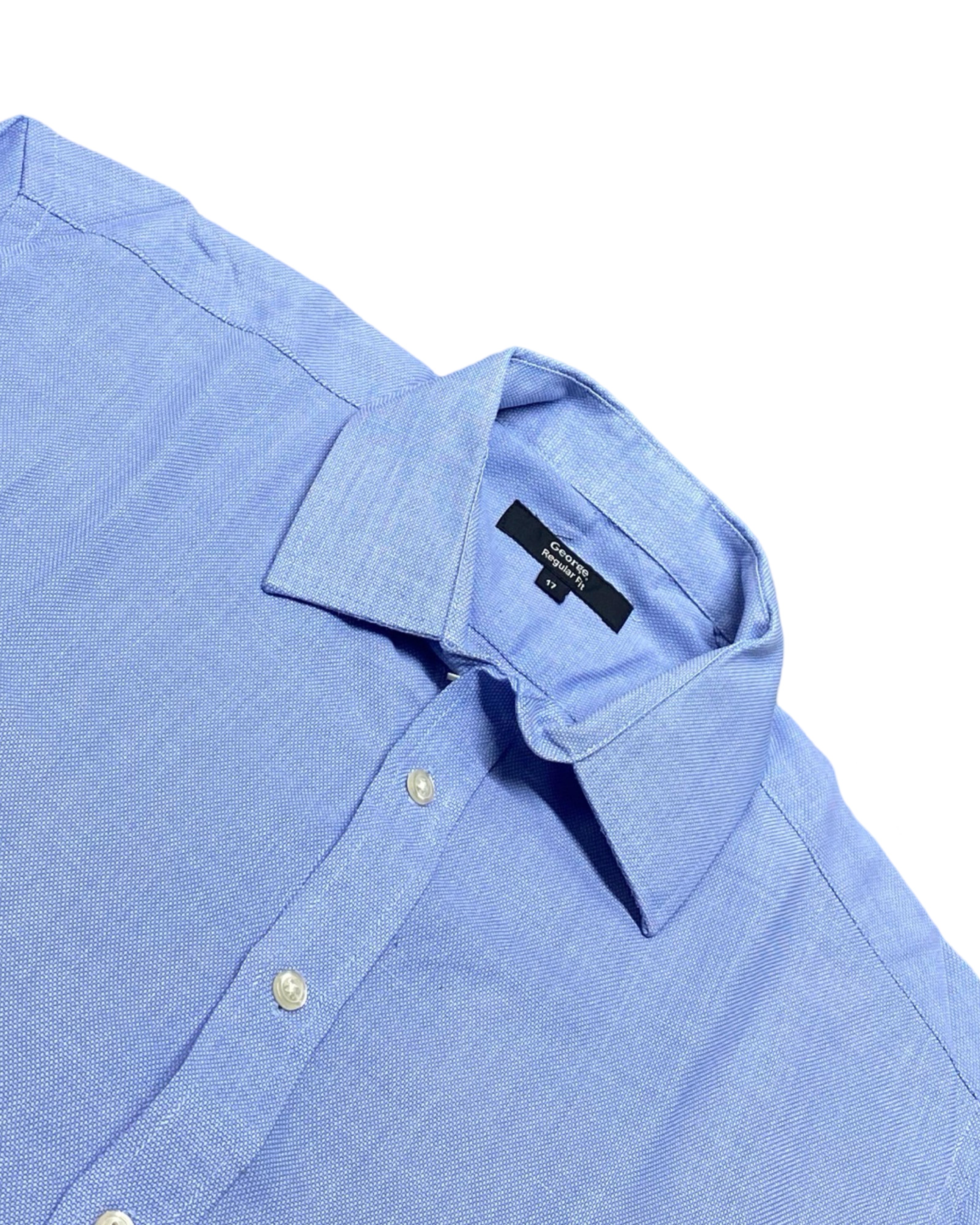 George Light Blue Long-Sleeve Button-Up Shirt | Chest 23” | Large