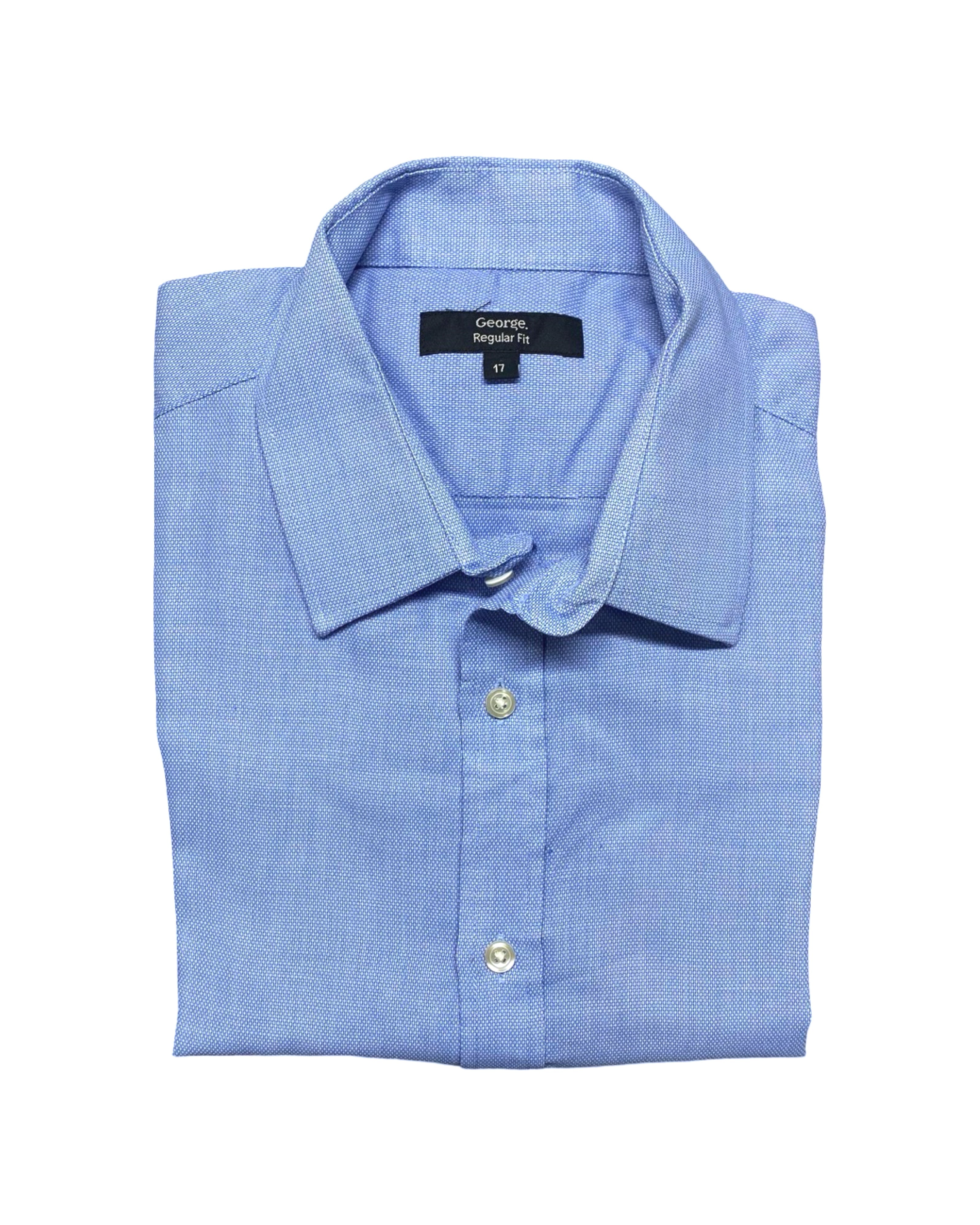 George Light Blue Long-Sleeve Button-Up Shirt | Chest 23” | Large
