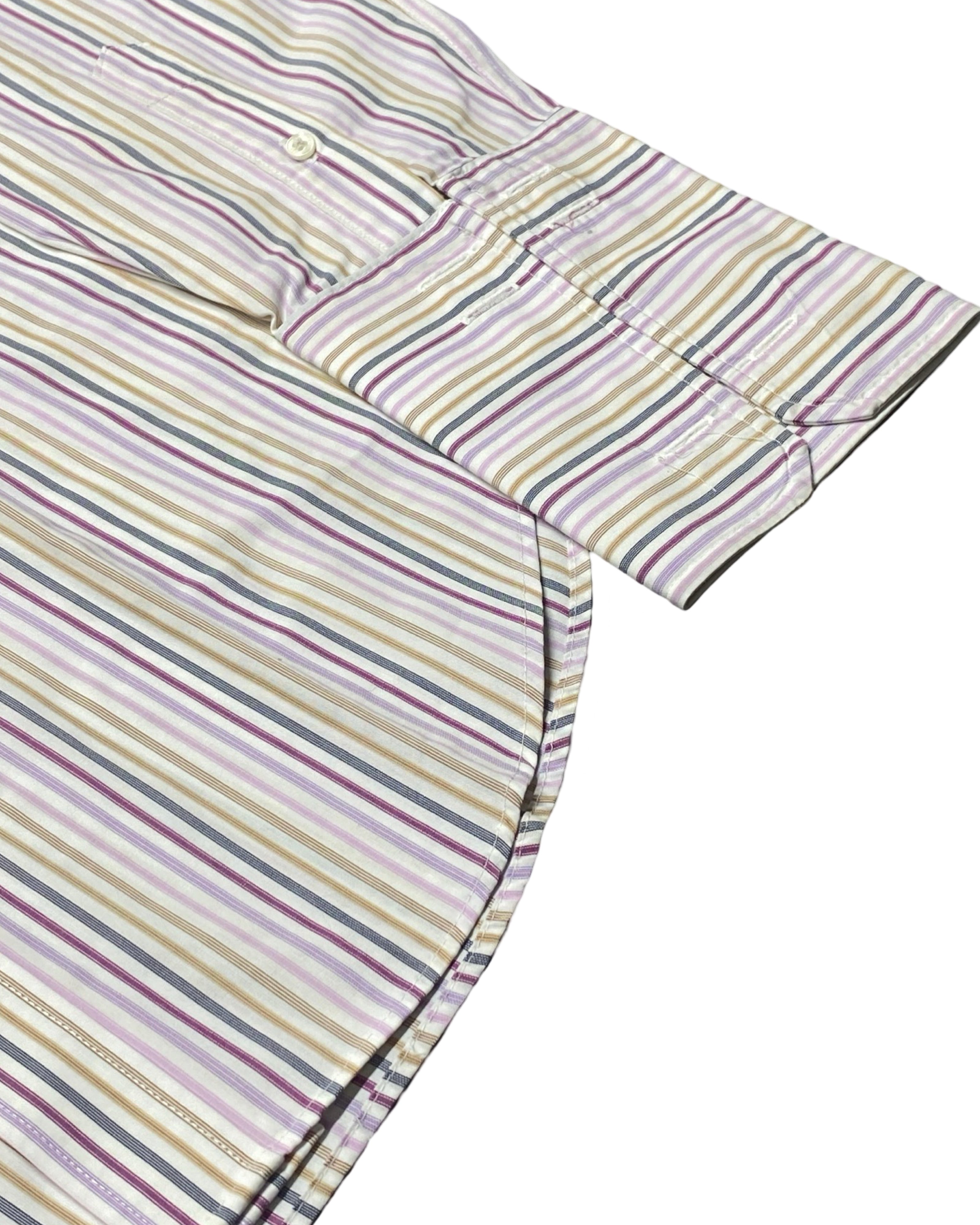Jeff Banks Multicolor Striped Long-Sleeve Shirt | Chest 21” | Medium