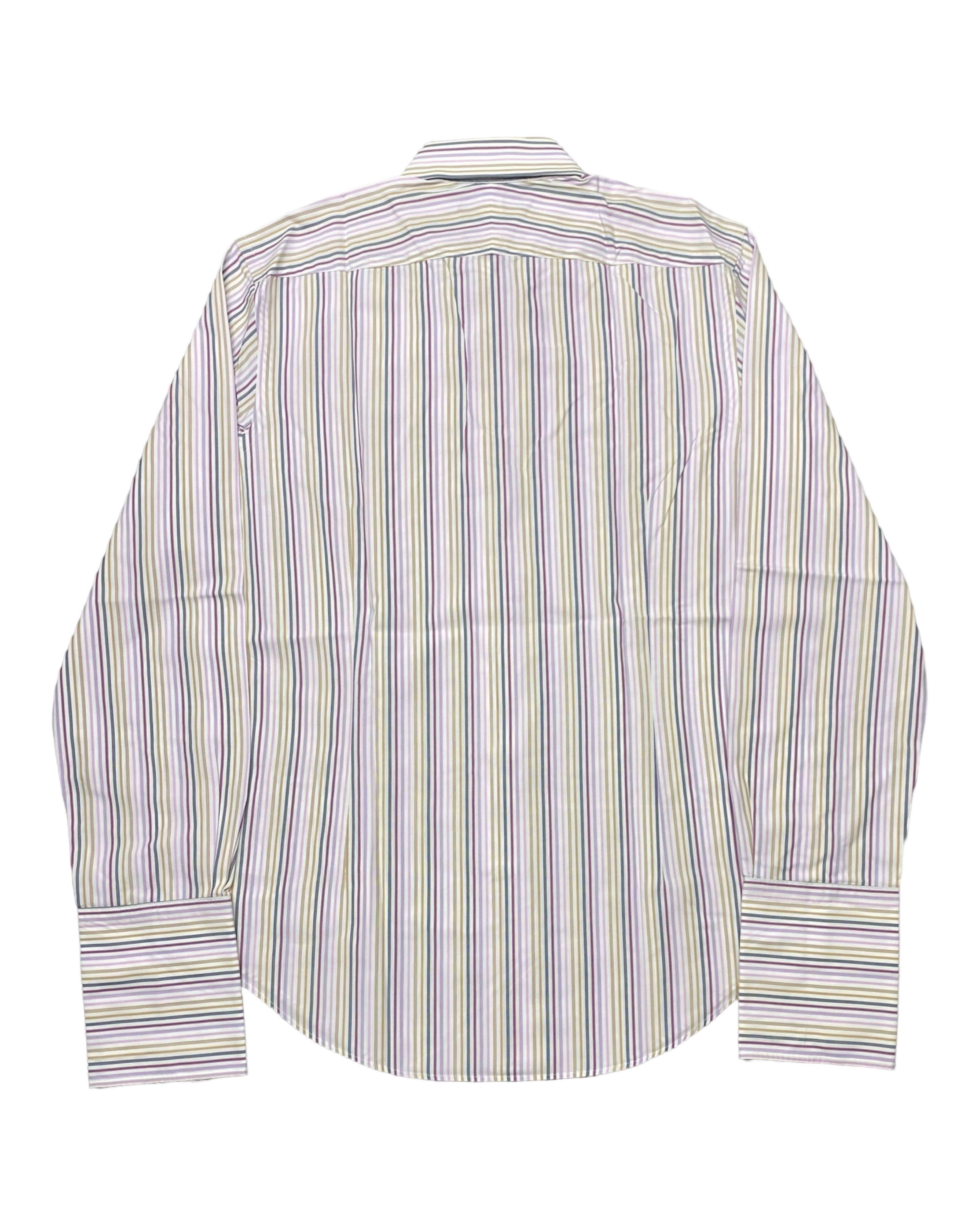 Jeff Banks Multicolor Striped Long-Sleeve Shirt | Chest 21” | Medium