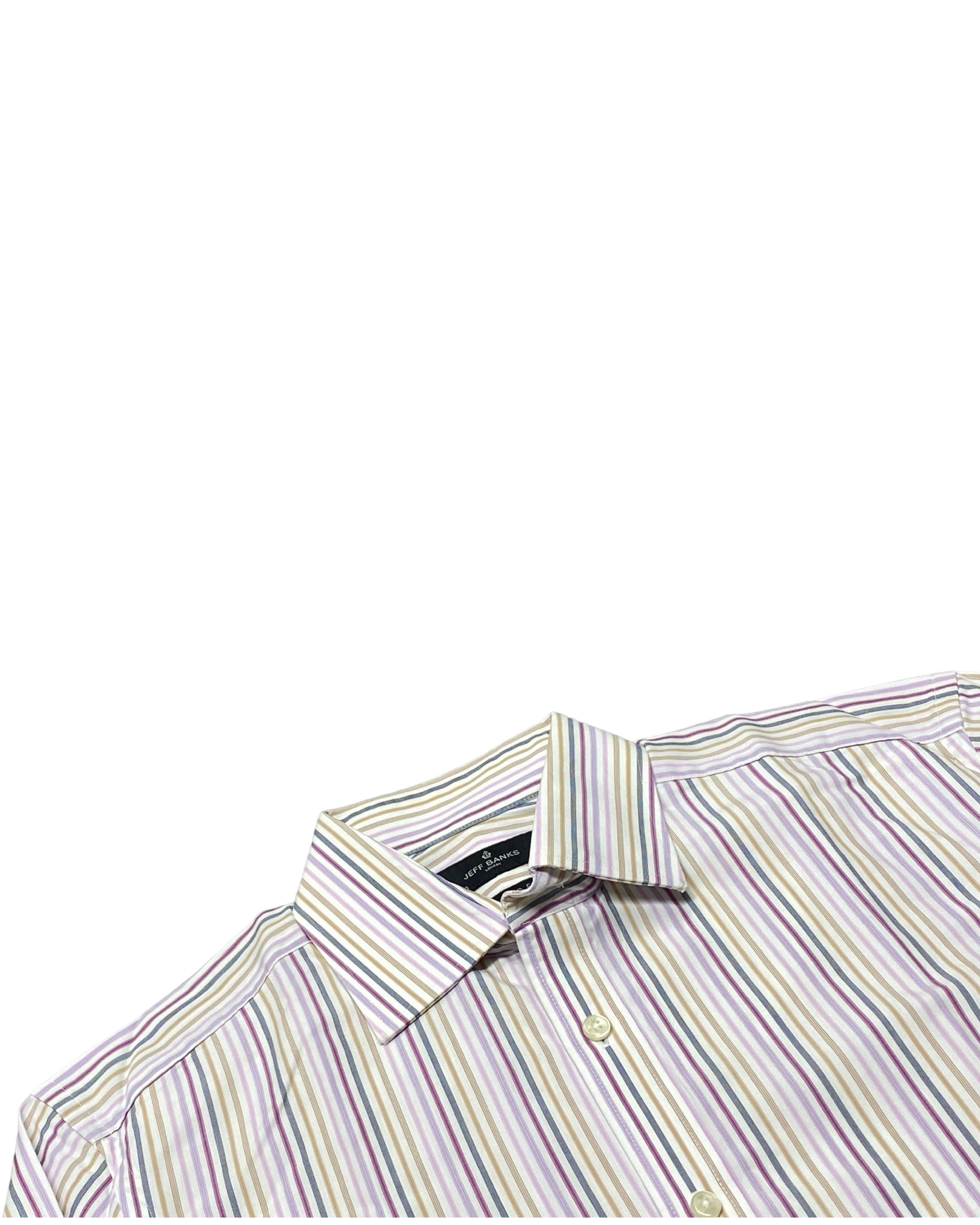 Jeff Banks Multicolor Striped Long-Sleeve Shirt | Chest 21” | Medium
