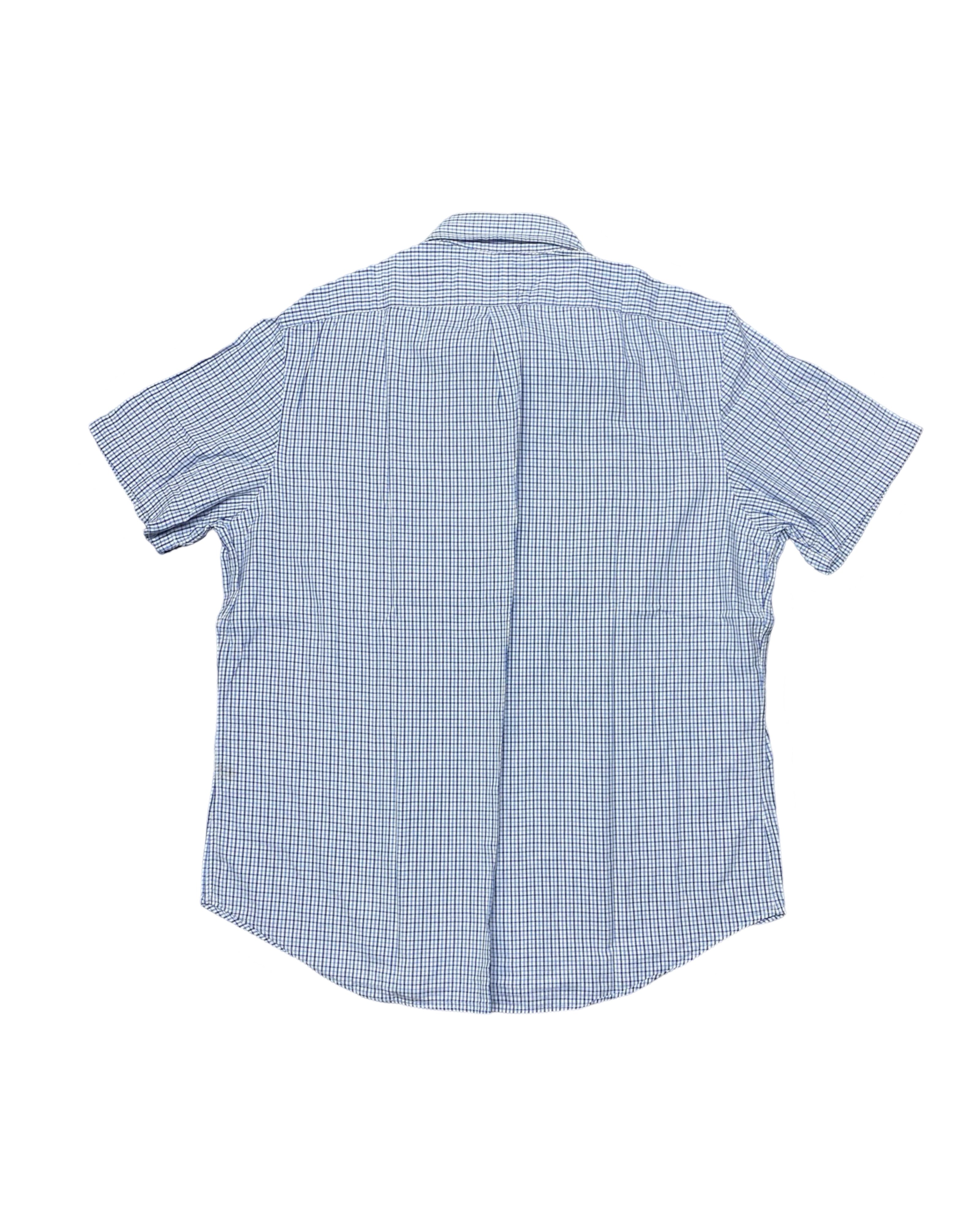 Polo Ralph Lauren Blue Checkered Short-Sleeve Button-Up Shirt | Size XL | Chest 26”