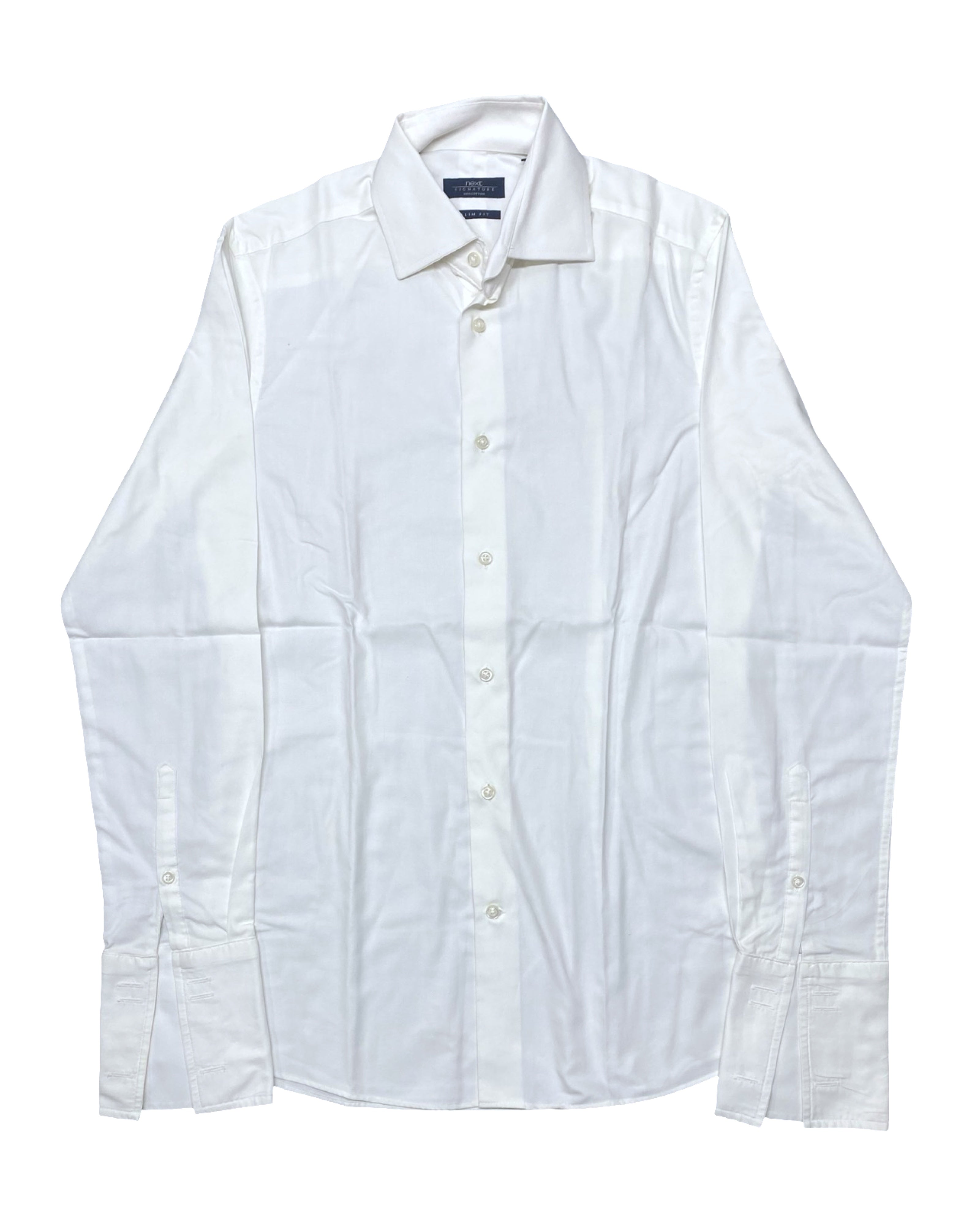 NEXT Signature White Slim Fit Long-Sleeve Shirt | Chest 18.5” | Small