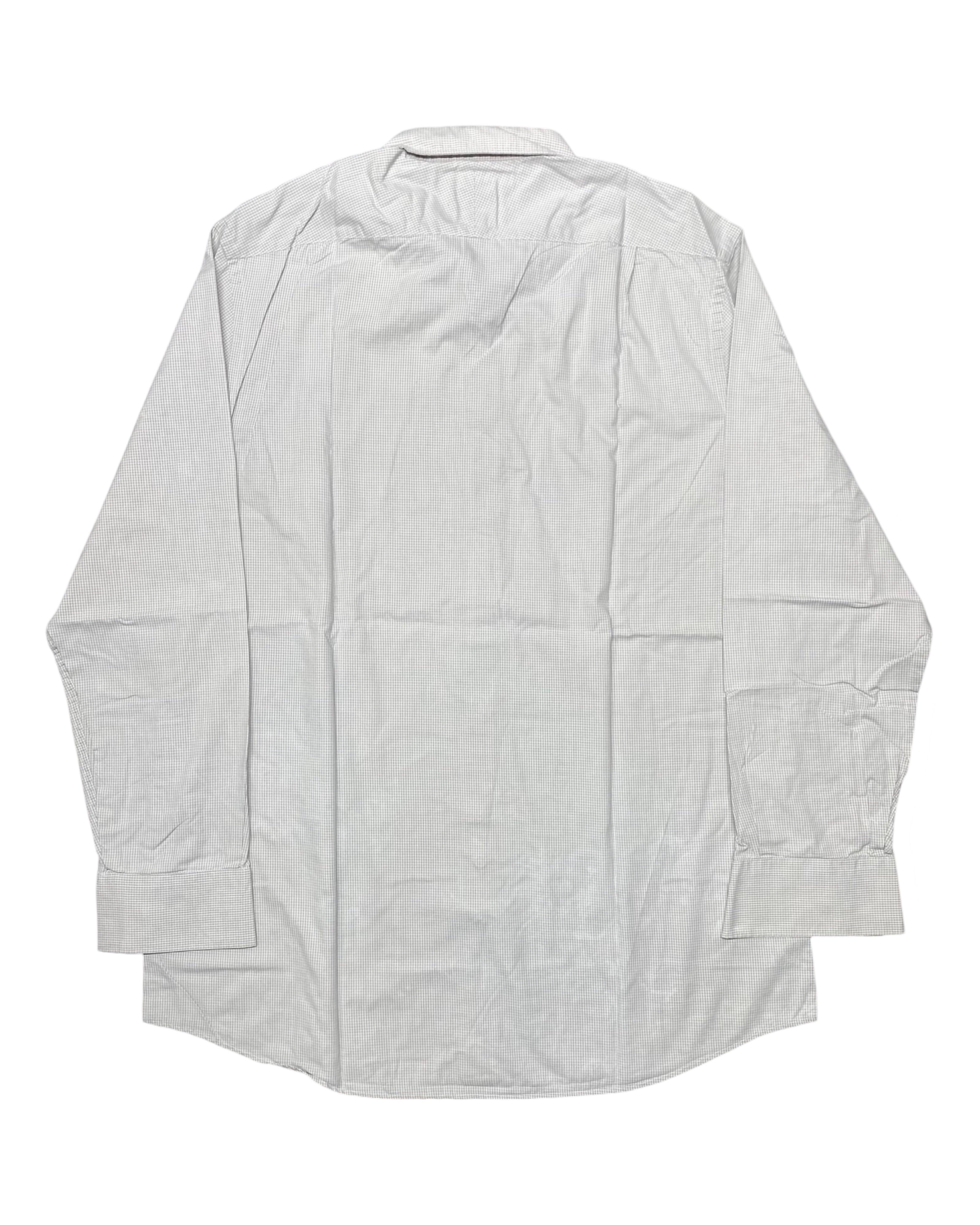 Charles Tyrwhitt Beige Micro-Check Long-Sleeve Shirt | Chest 24” | Large