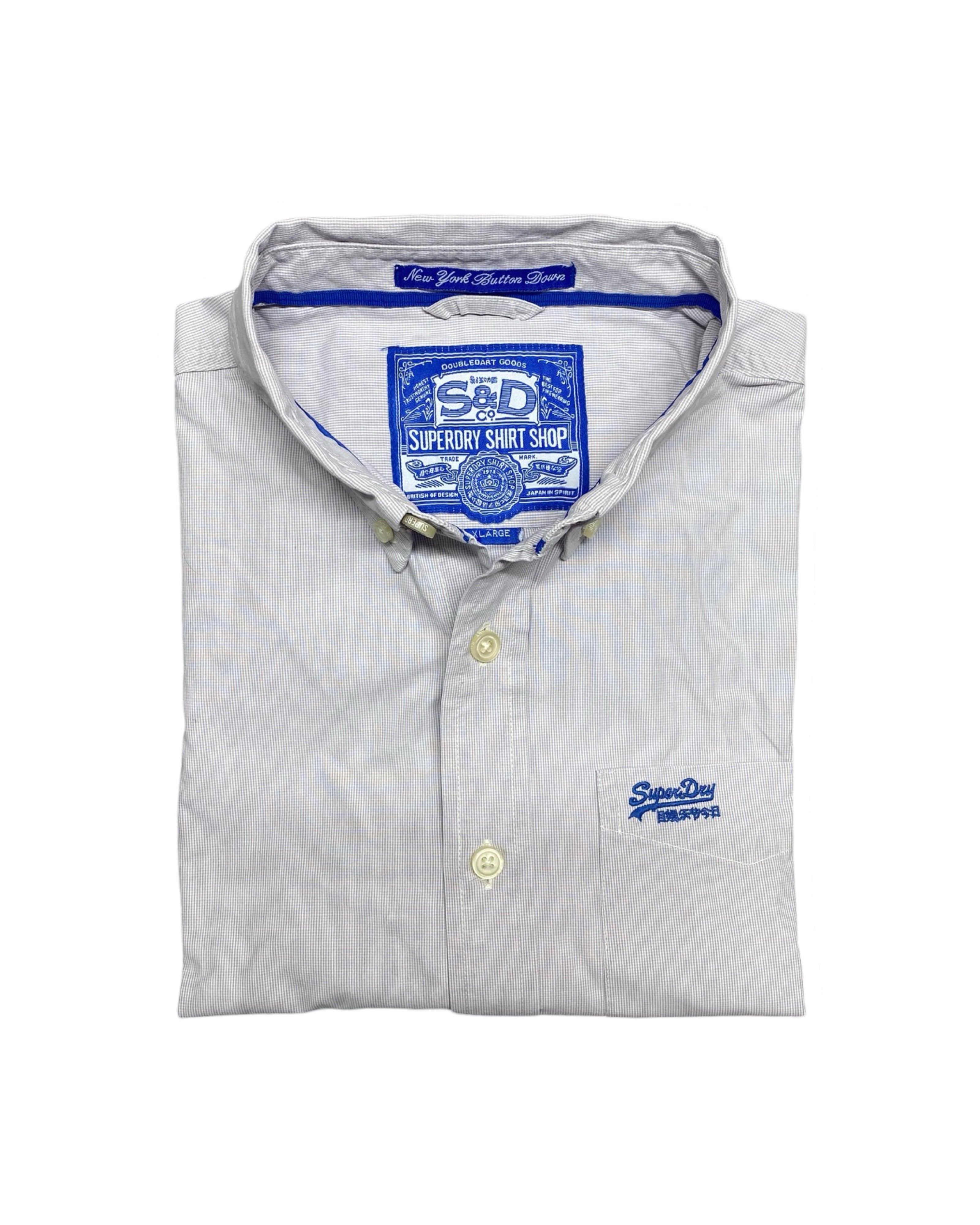 Superdry Light Blue Micro-Check Shirt | Chest 21.5” | Medium