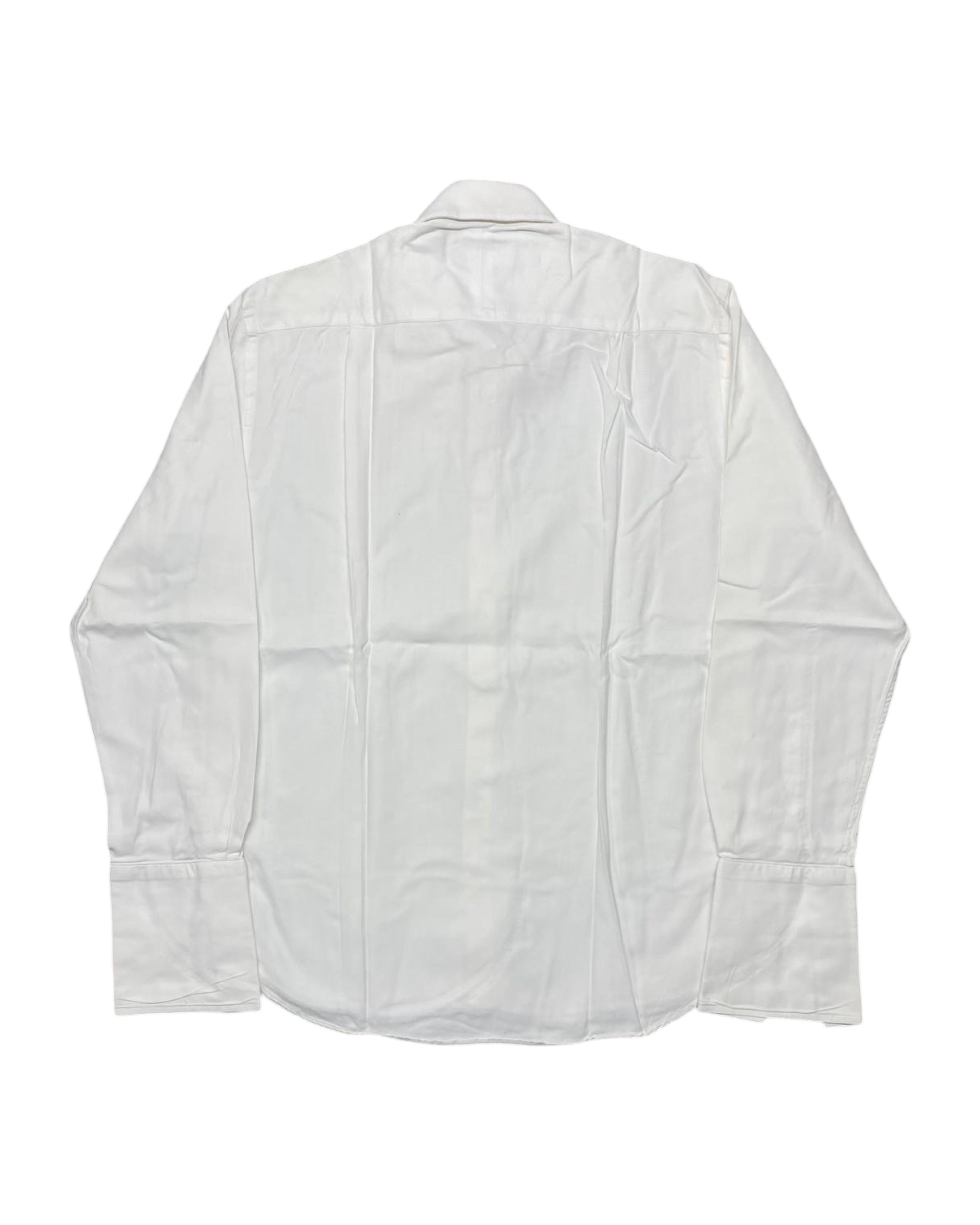Savoy Taylors Guild White Herringbone Long-Sleeve Shirt | Chest 22” | Medium