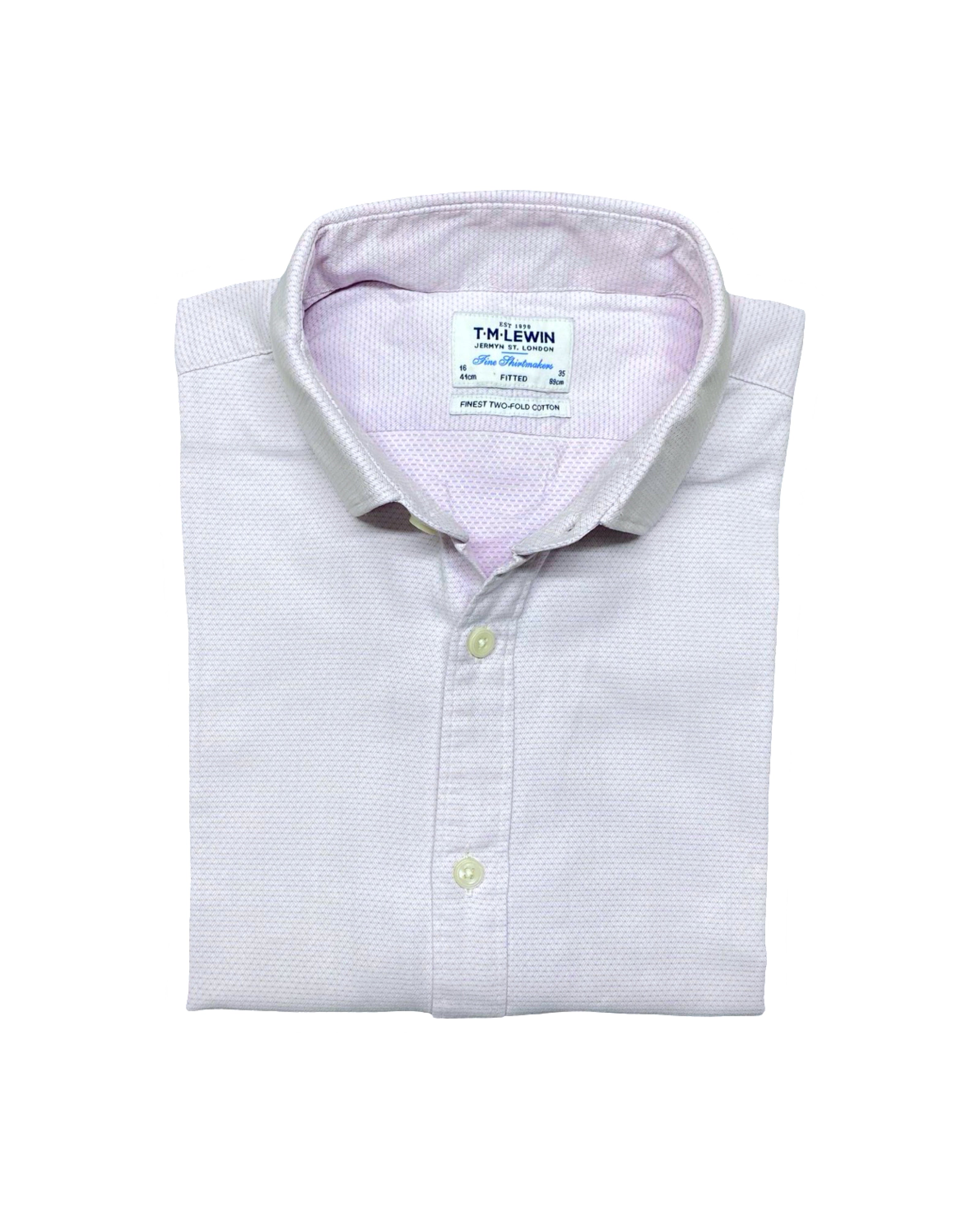 T.M. Lewin Pink Micro-Pattern Fitted Shirt | Chest 21” | Medium