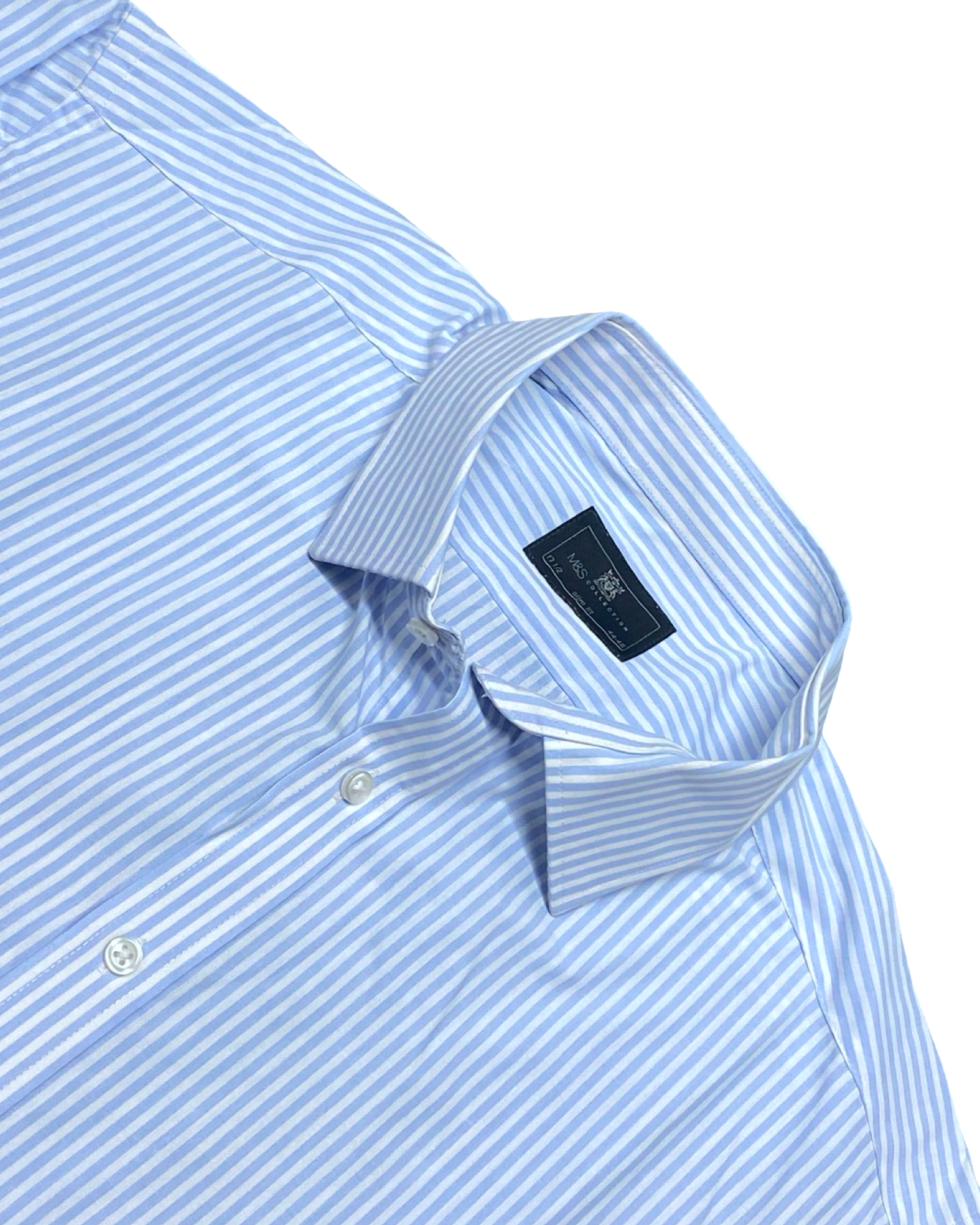 M&S Blue & White Striped Cotton Shirt | Chest 24.5” | Large