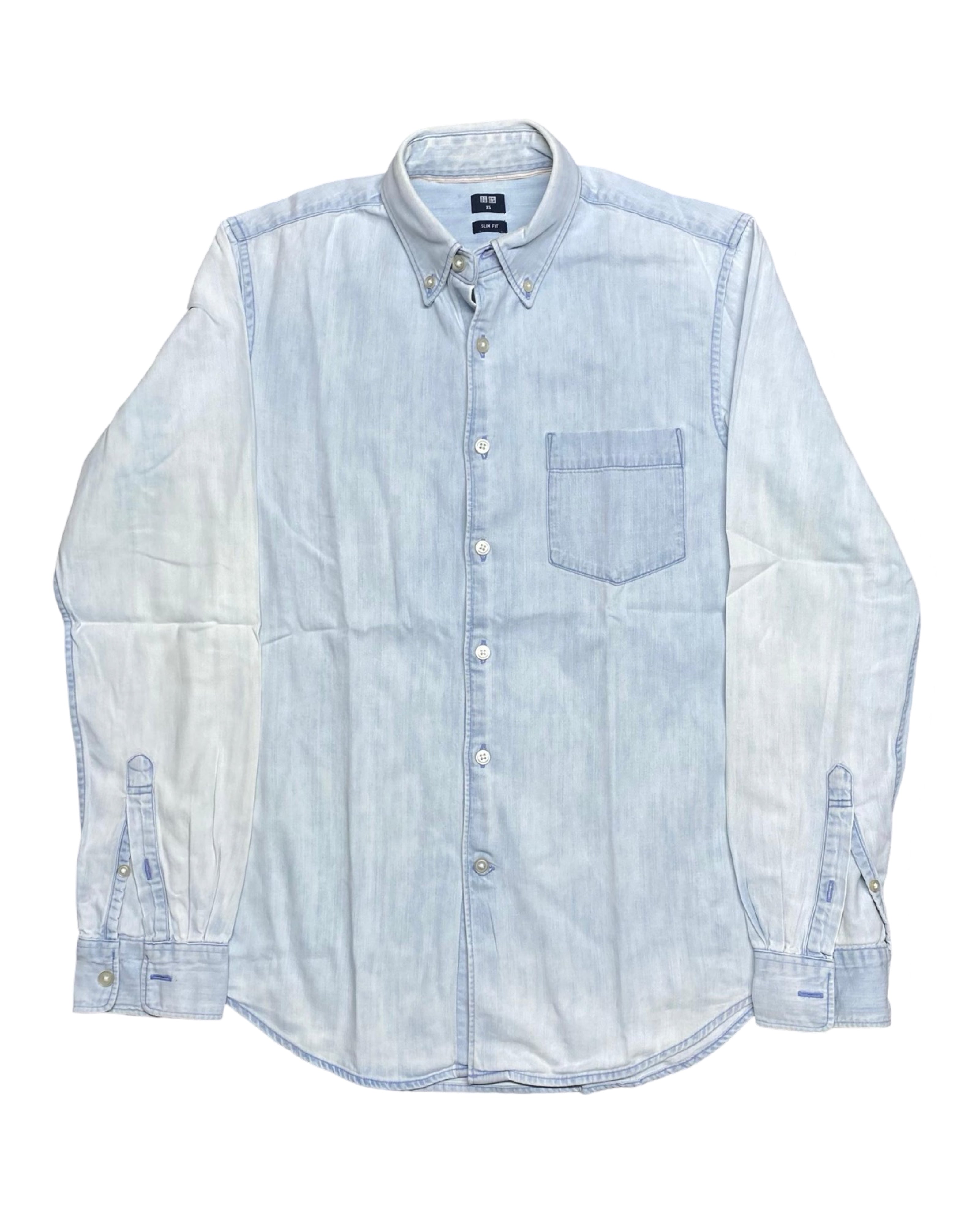 Uniqlo Light Wash Denim Shirt | Chest 18.5” | Small