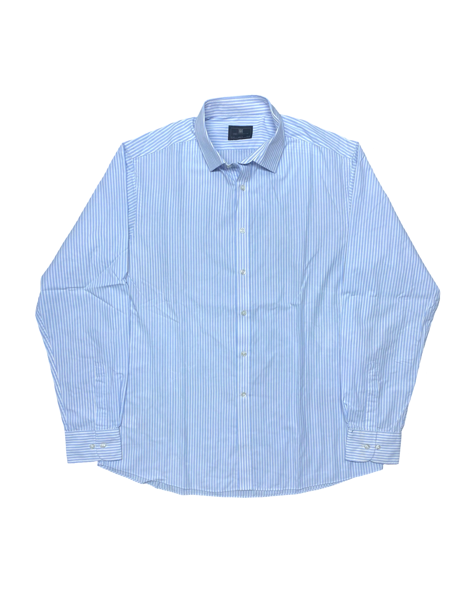 M&S Blue & White Striped Cotton Shirt | Chest 24.5” | Large