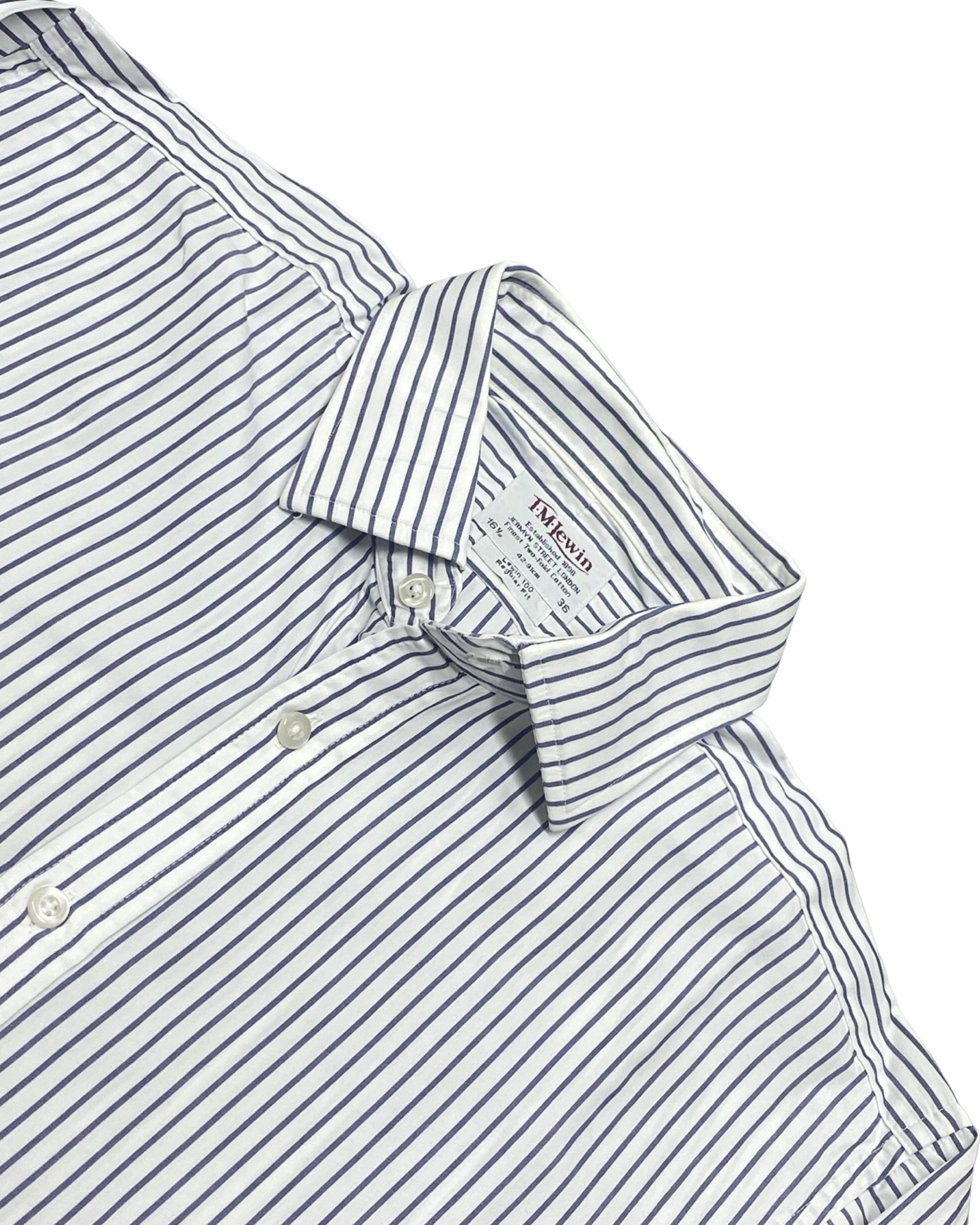 T.M. Lewin Navy Stripe Regular Fit Shirt | Chest 24.5” | Large