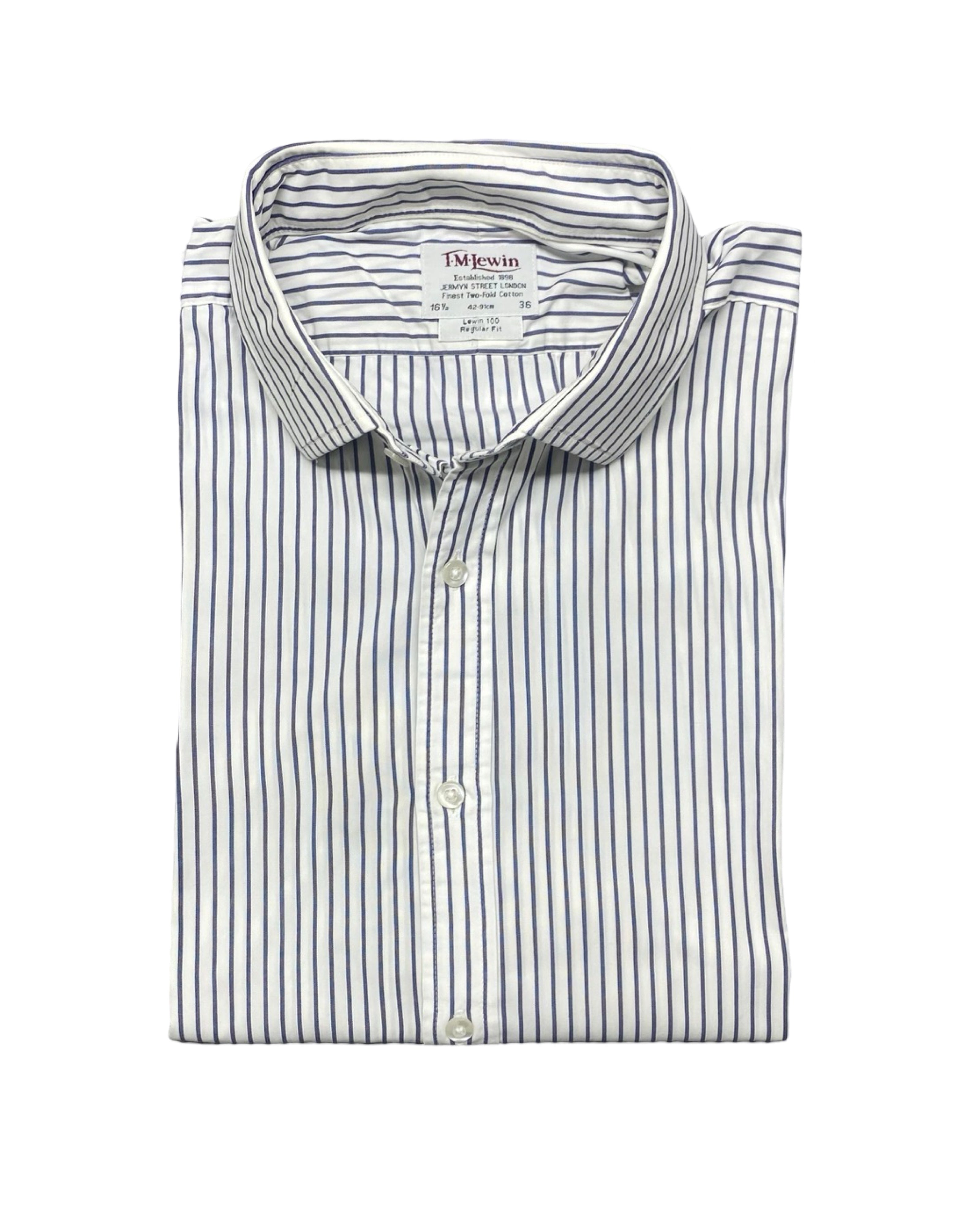 T.M. Lewin Navy Stripe Regular Fit Shirt | Chest 24.5” | Large